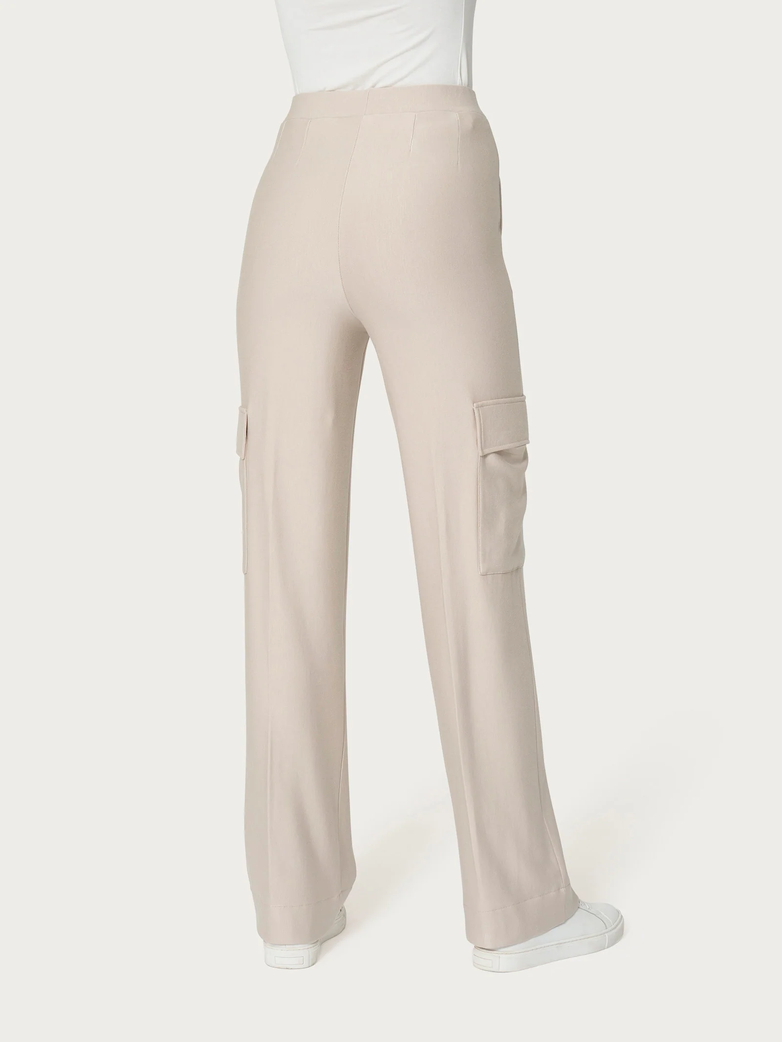 Pantalone ampio cargo con tasche in Eco Techno Fleece - Champignon - Image 2