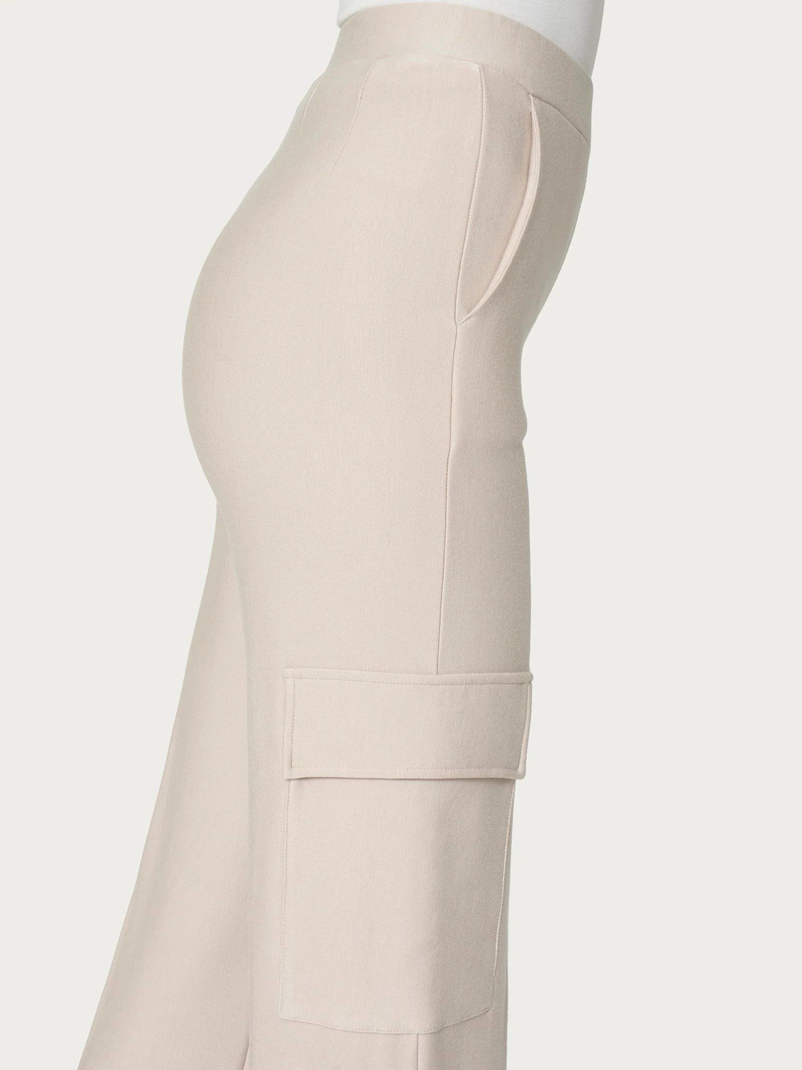 Pantalone ampio cargo con tasche in Eco Techno Fleece - Champignon - Image 3