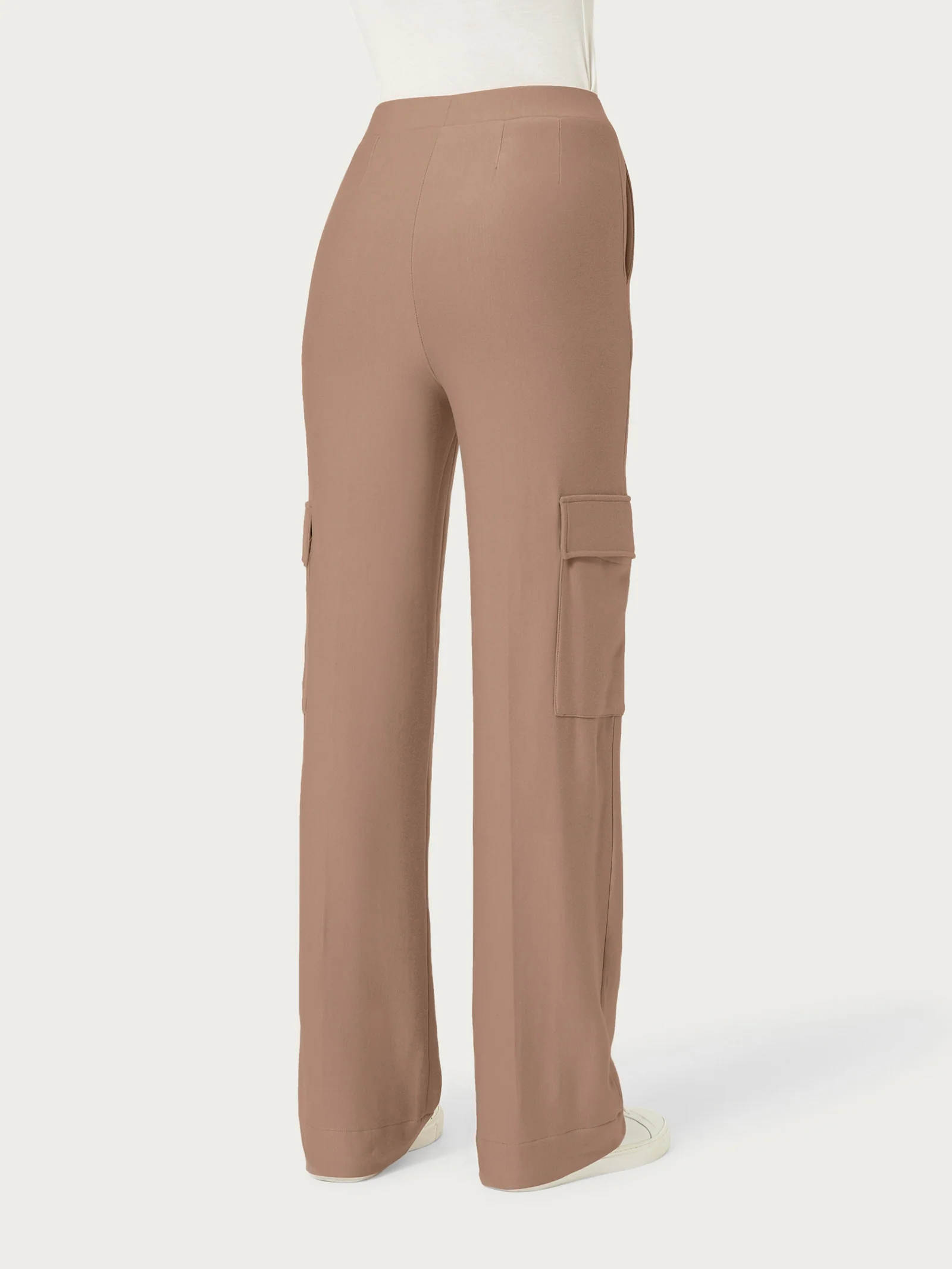 Pantalone ampio cargo con tasche in Eco Techno Fleece - Pine Bark - Image 2