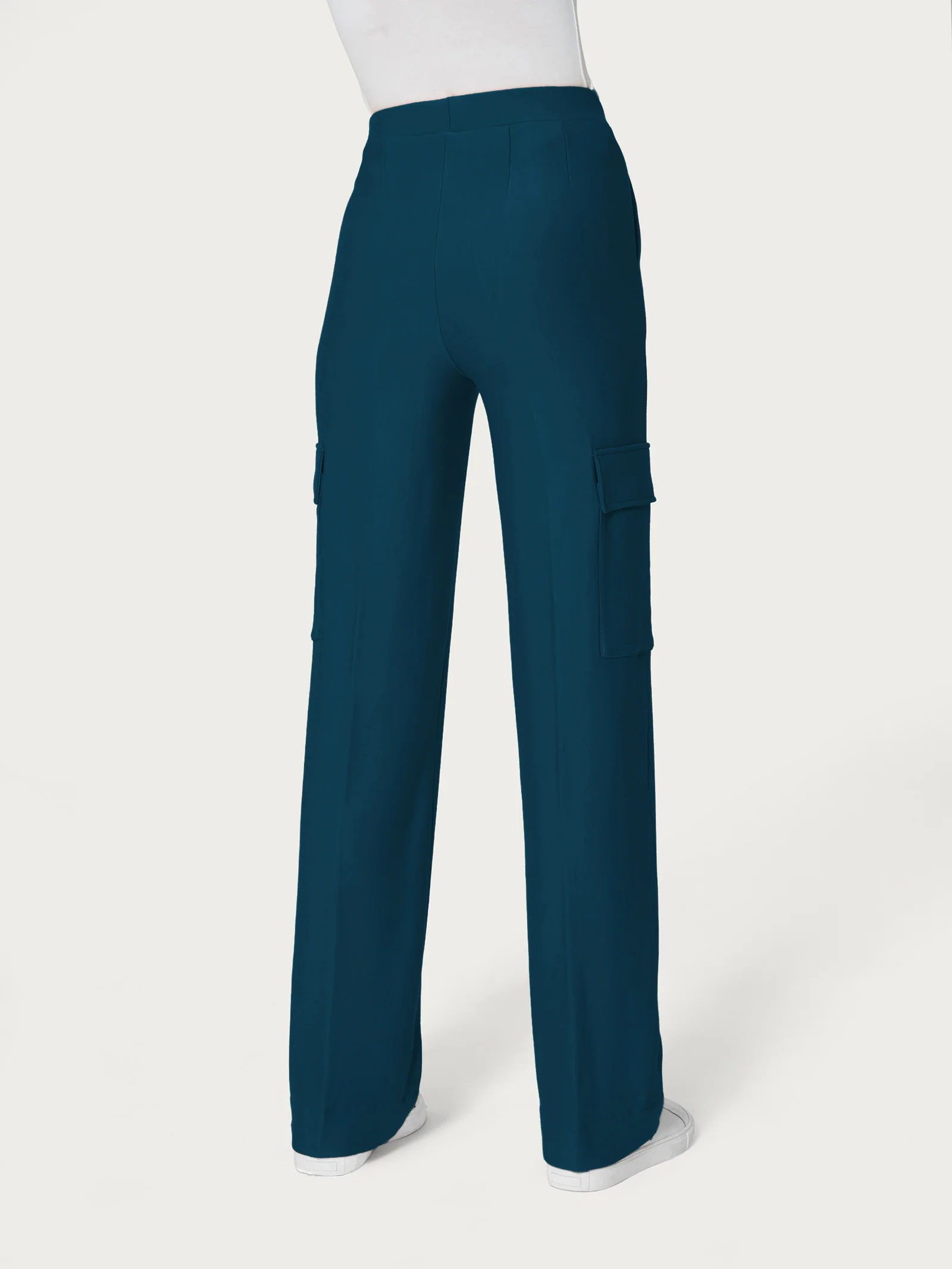 Pantalone ampio cargo con tasche in Eco Techno Fleece - Reflecting Pond - Image 2