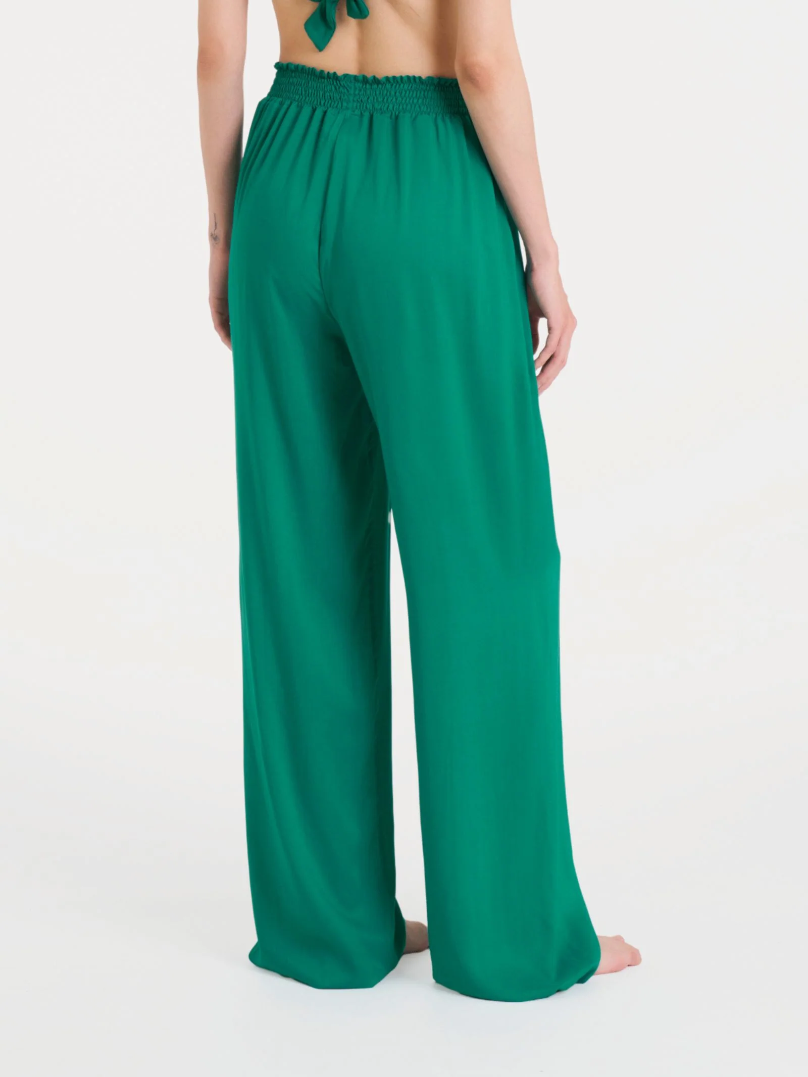 Pantalone ampio con arricciatura in Ecoseta - Bayou - Image 2