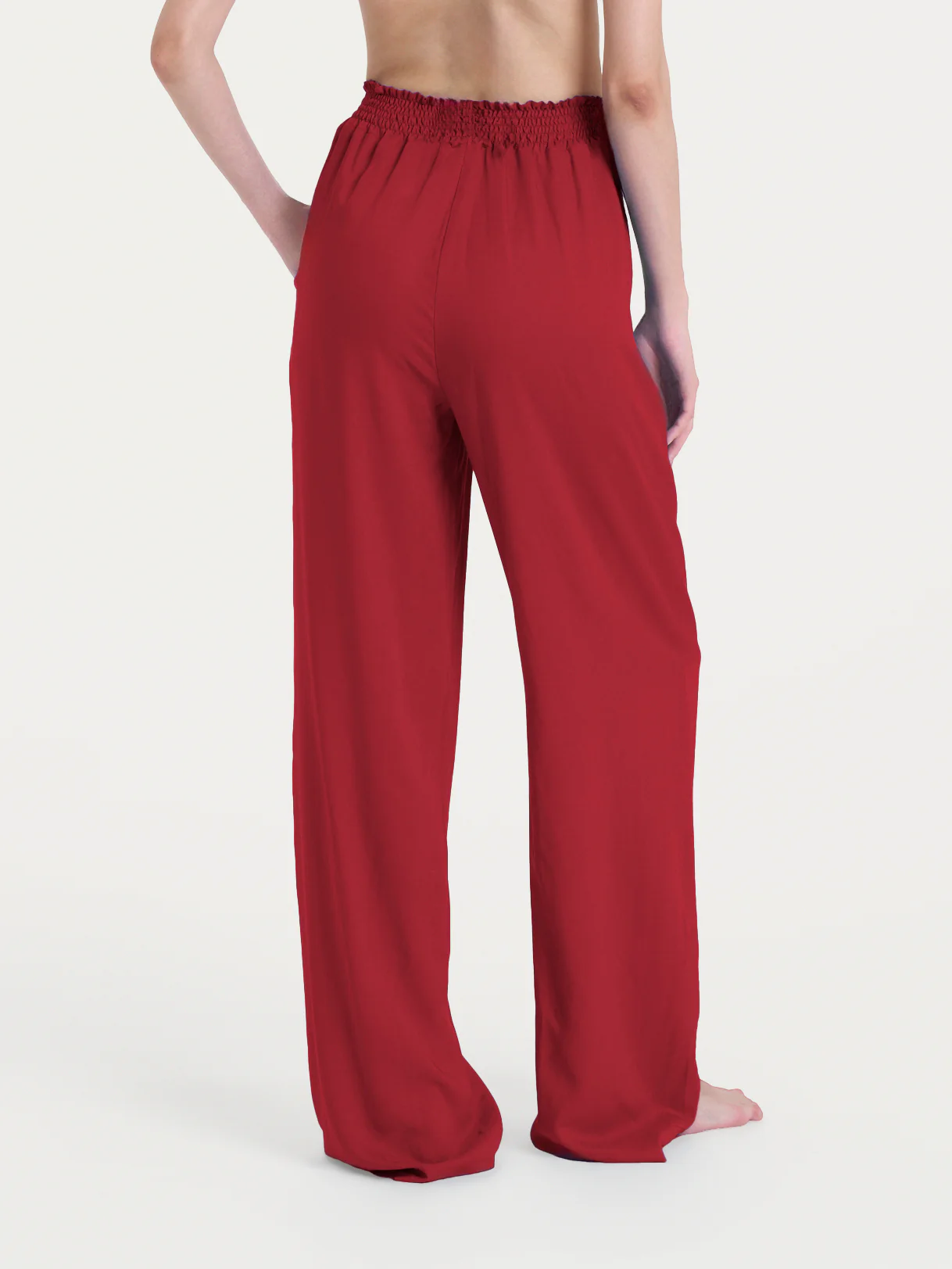 Pantalone ampio con arricciatura in Ecoseta - Brandy Snifter - Image 2