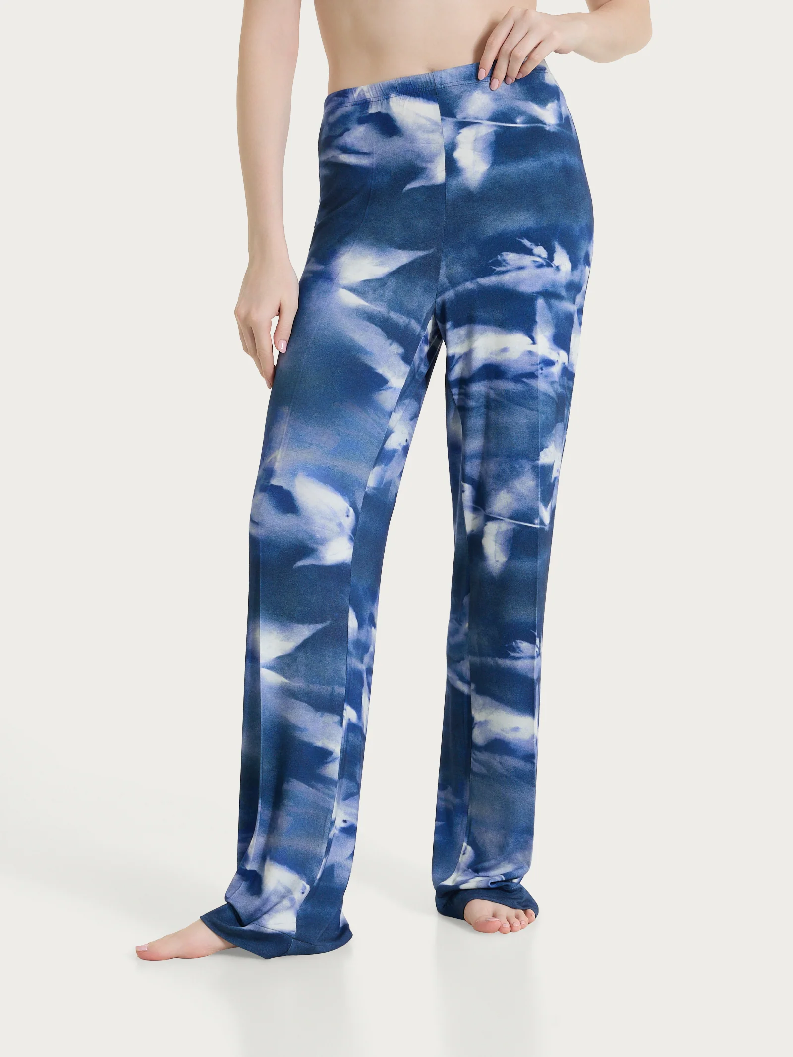 Pantalone ampio con fantasia floreale in Viscosa Summer - Fant. Oceana