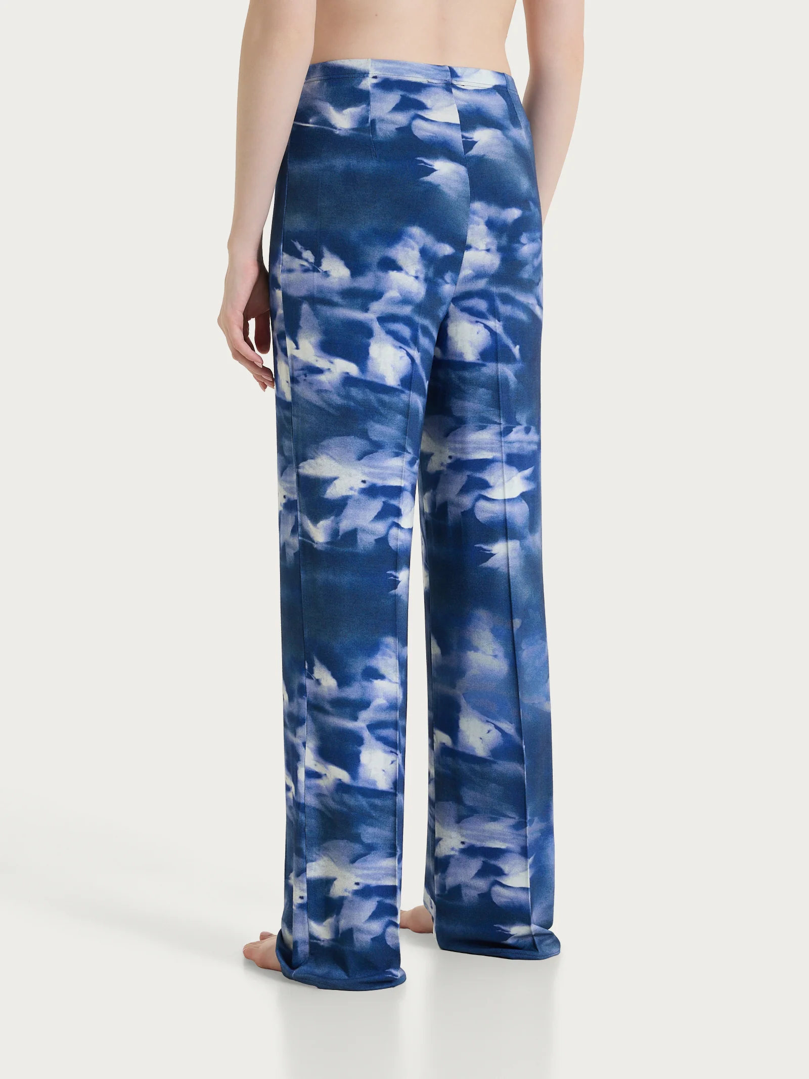 Pantalone ampio con fantasia floreale in Viscosa Summer - Fant. Oceana - Image 2