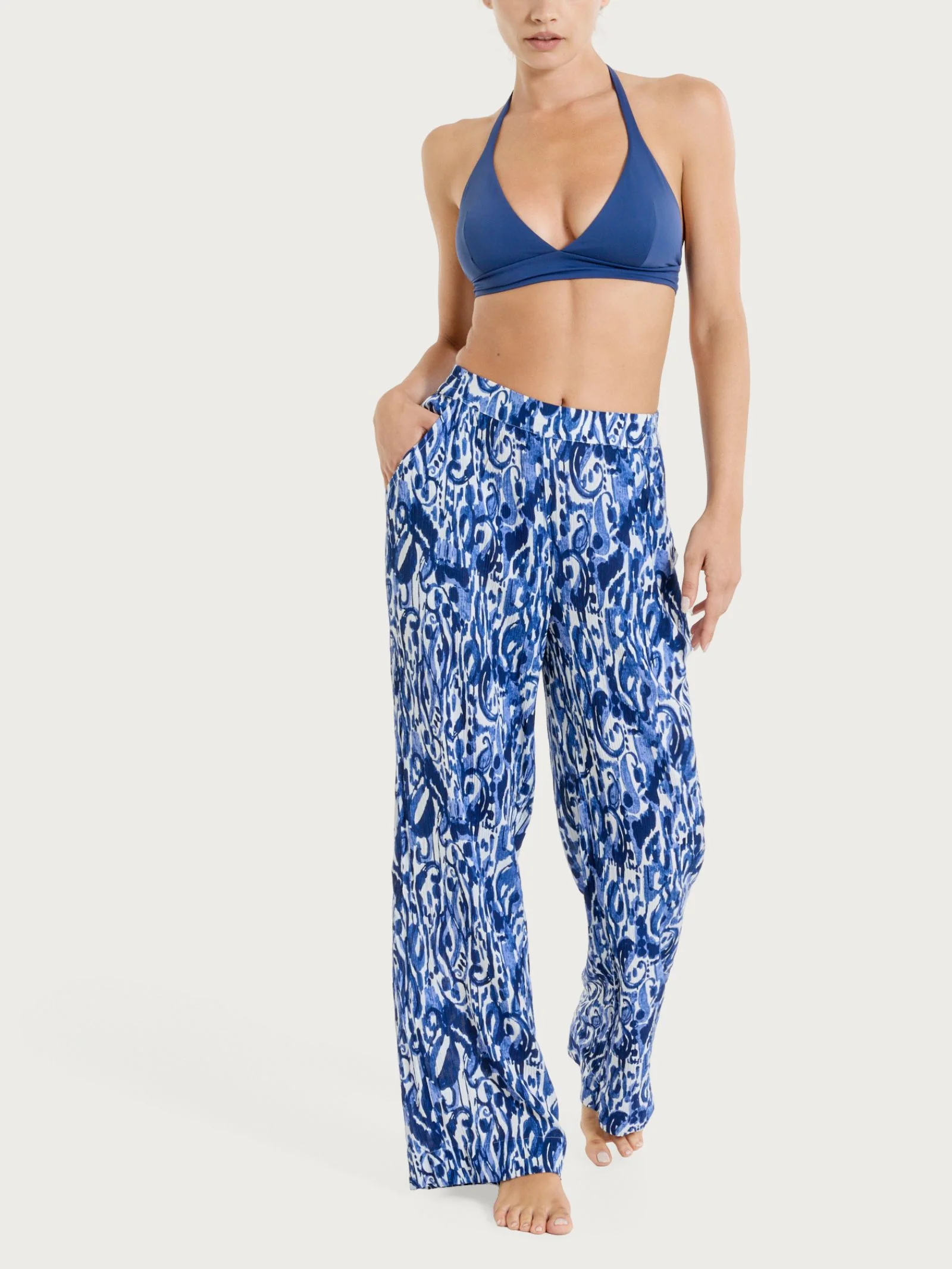 Pantalone ampio con fantasia in Crêpe - Fant. Oceana - Image 4