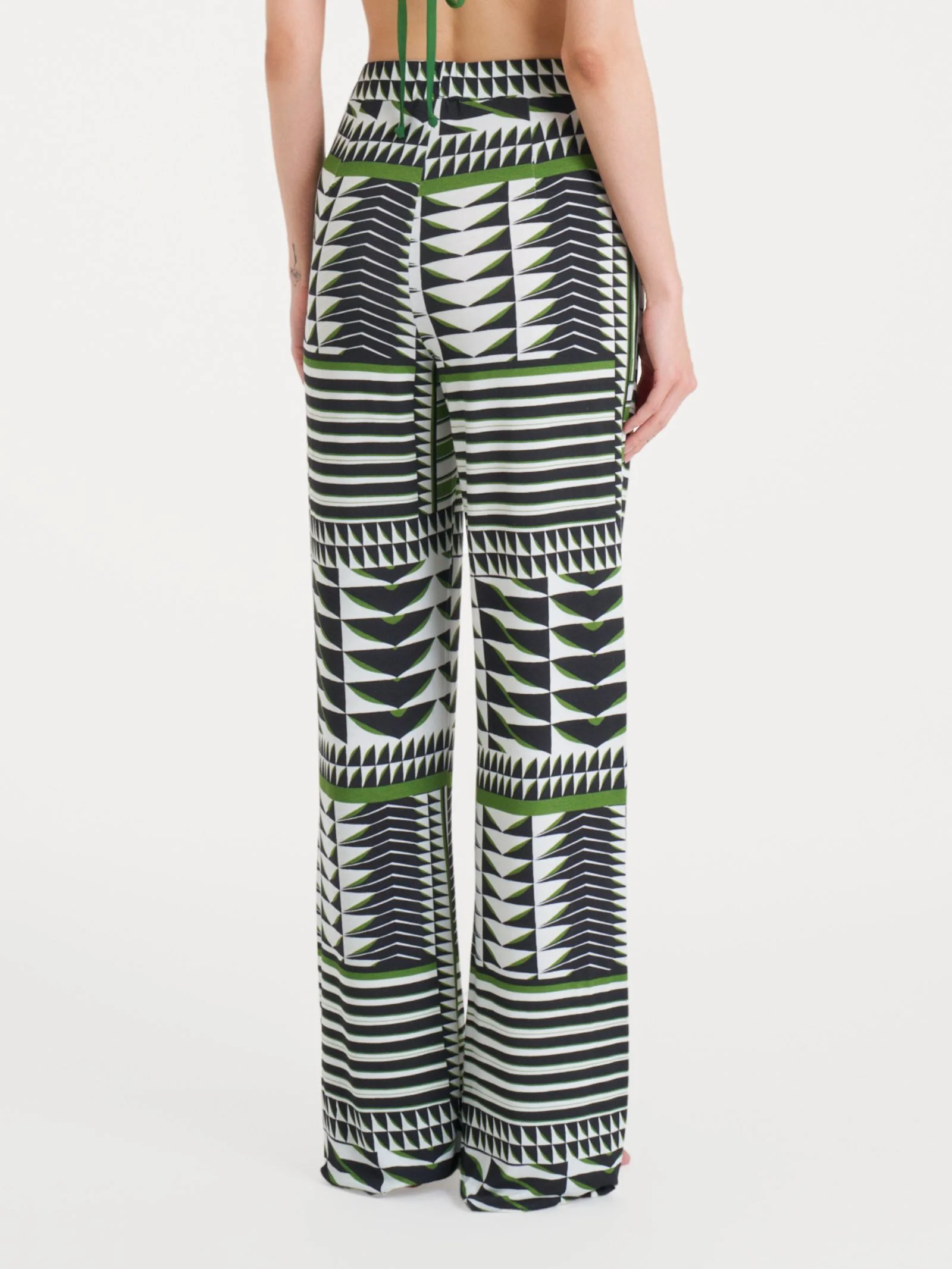 Pantalone ampio con geometric pattern in Viscosa Summer - Fant. Artichoke Green - Image 2
