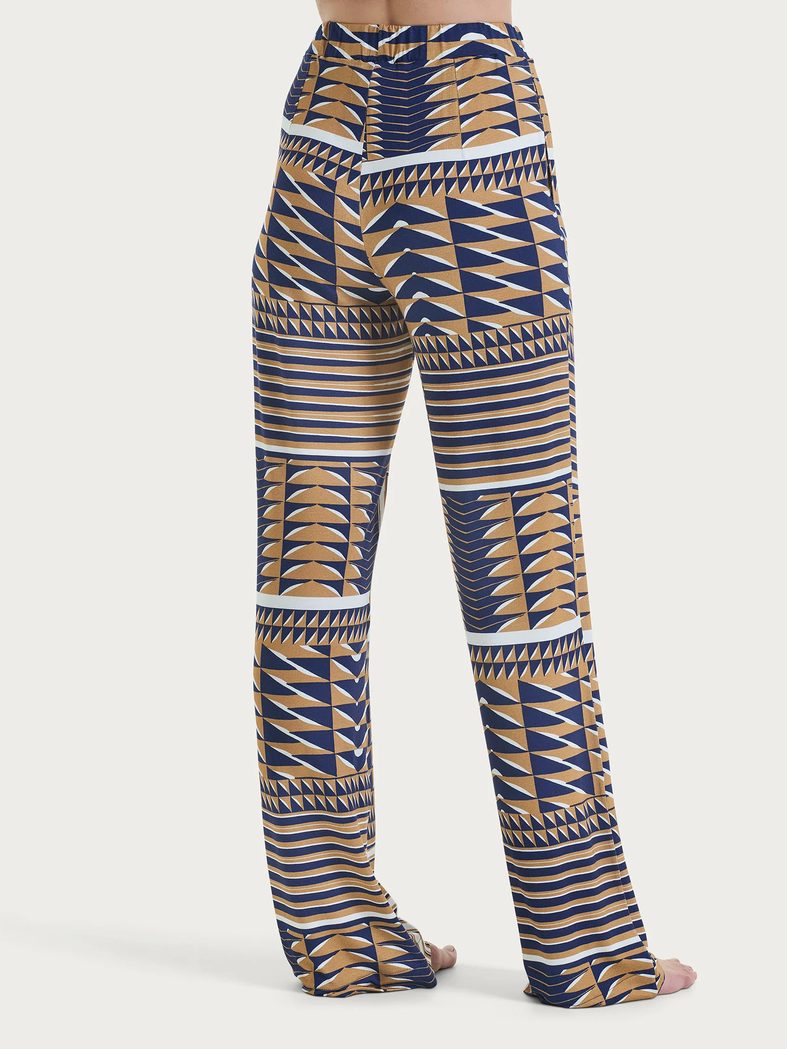 Pantalone ampio con geometric pattern in Viscosa Summer - Fant. Indian Tan - Image 2