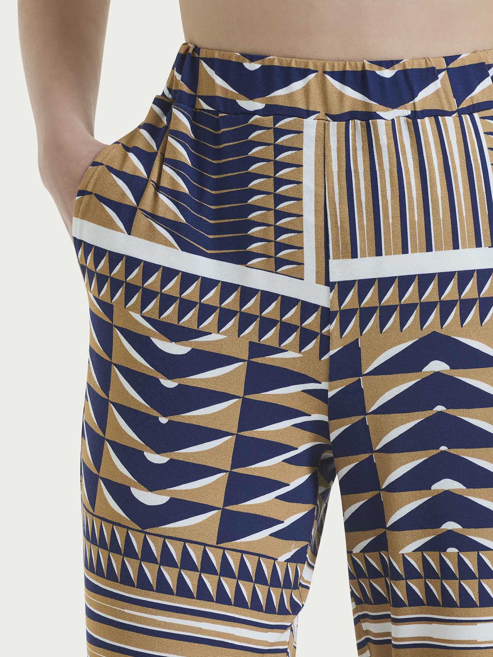 Pantalone ampio con geometric pattern in Viscosa Summer - Fant. Indian Tan - Image 3