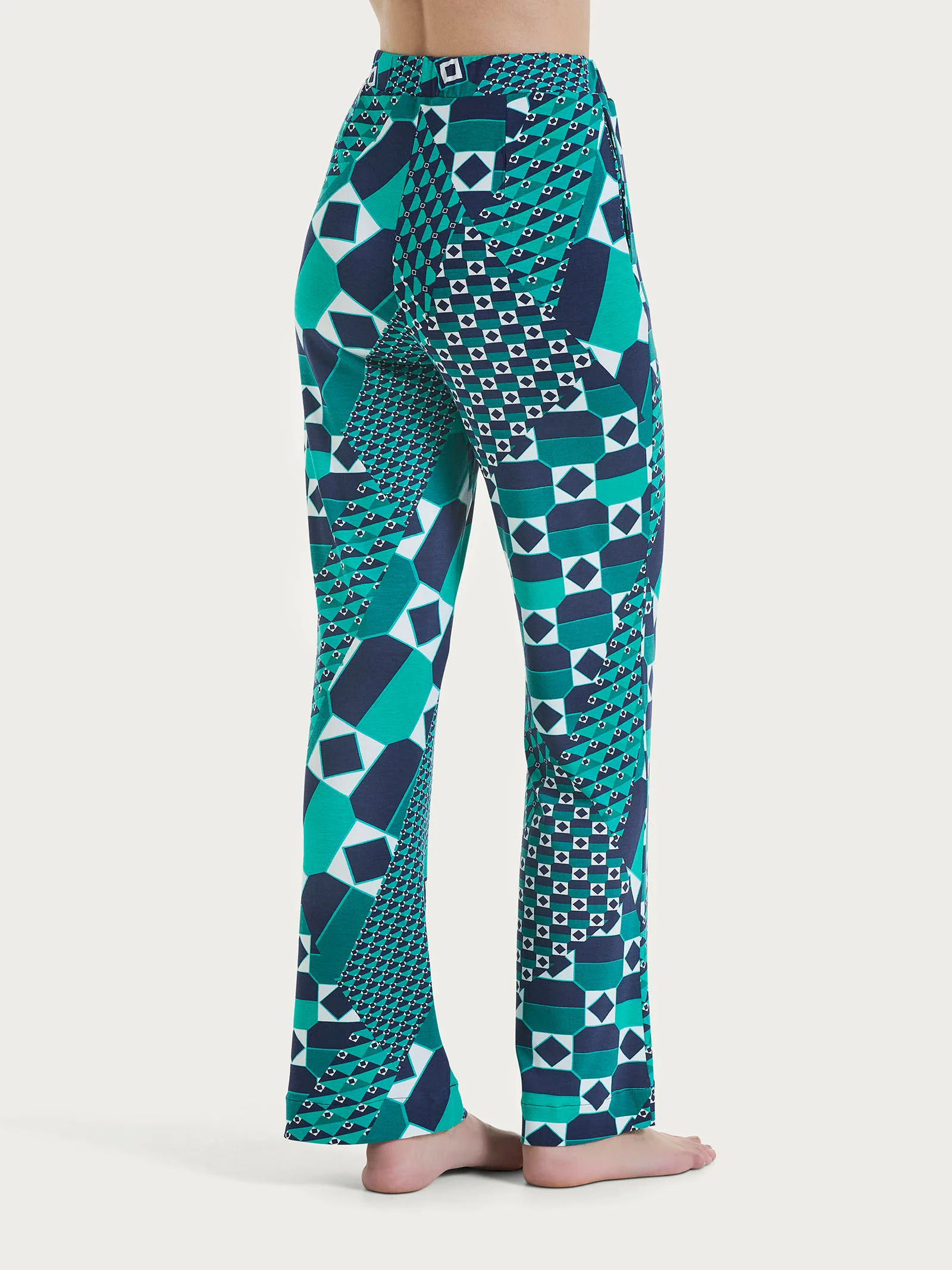 Pantalone ampio con geometric pattern in Viscosa Summer - Fant. Bayou - Image 2