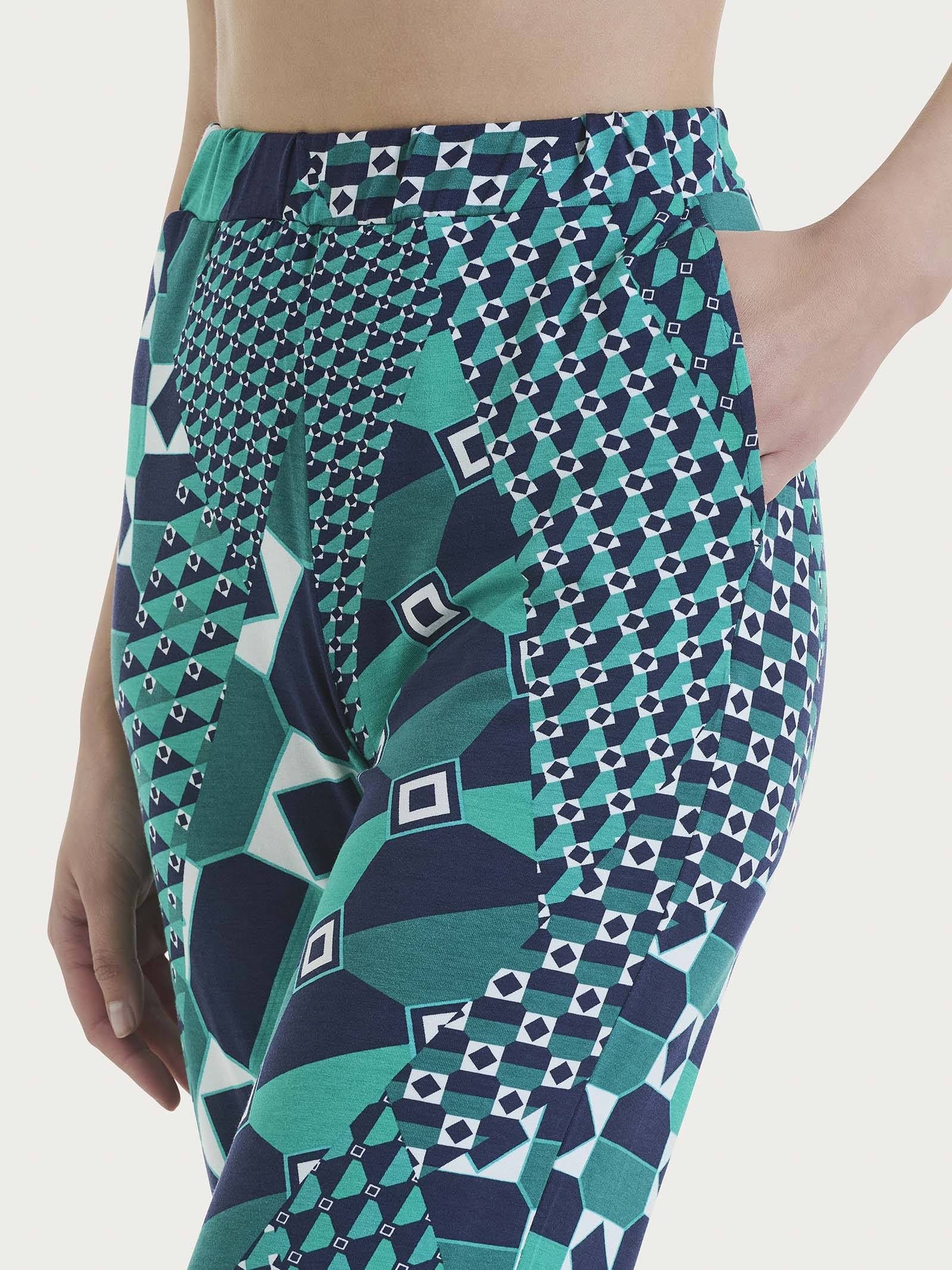 Pantalone ampio con geometric pattern in Viscosa Summer - Fant. Bayou - Image 3