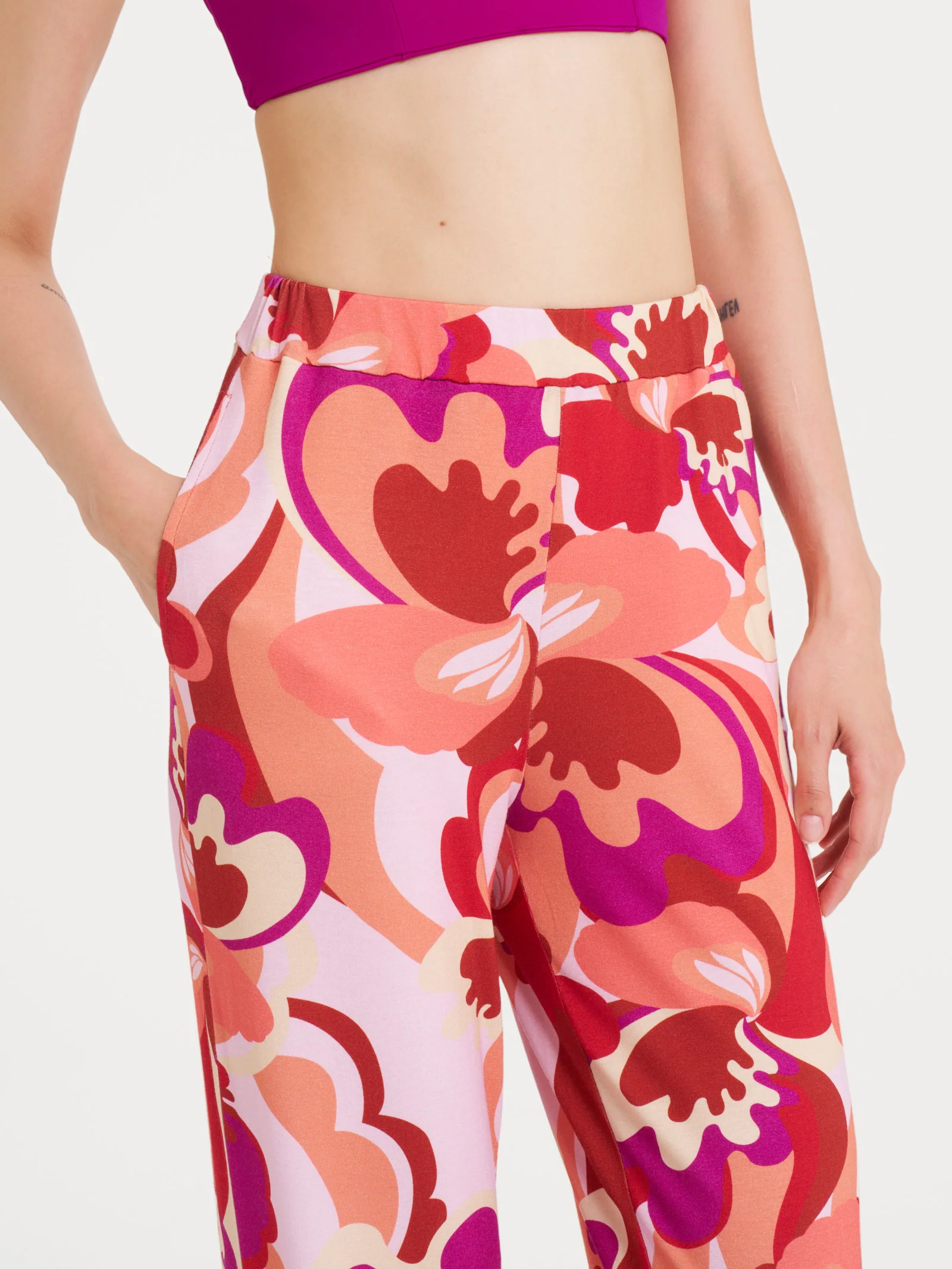Pantalone ampio con geometric pattern in Viscosa Summer - Fant. Brandy Snifter - Image 3