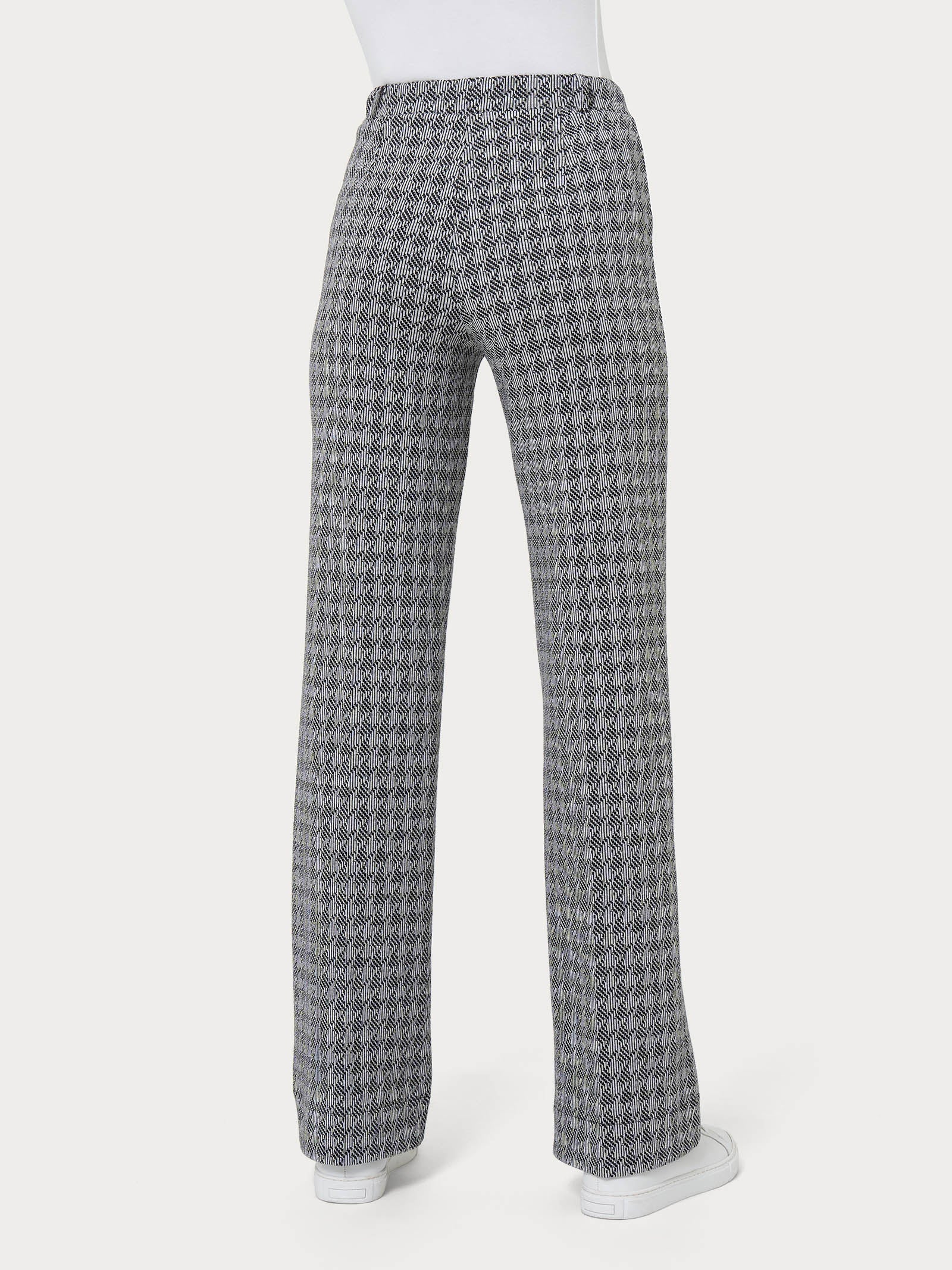 Pantalone ampio con pied de poule in Eco Jacquard - Fant.Nero - Image 2