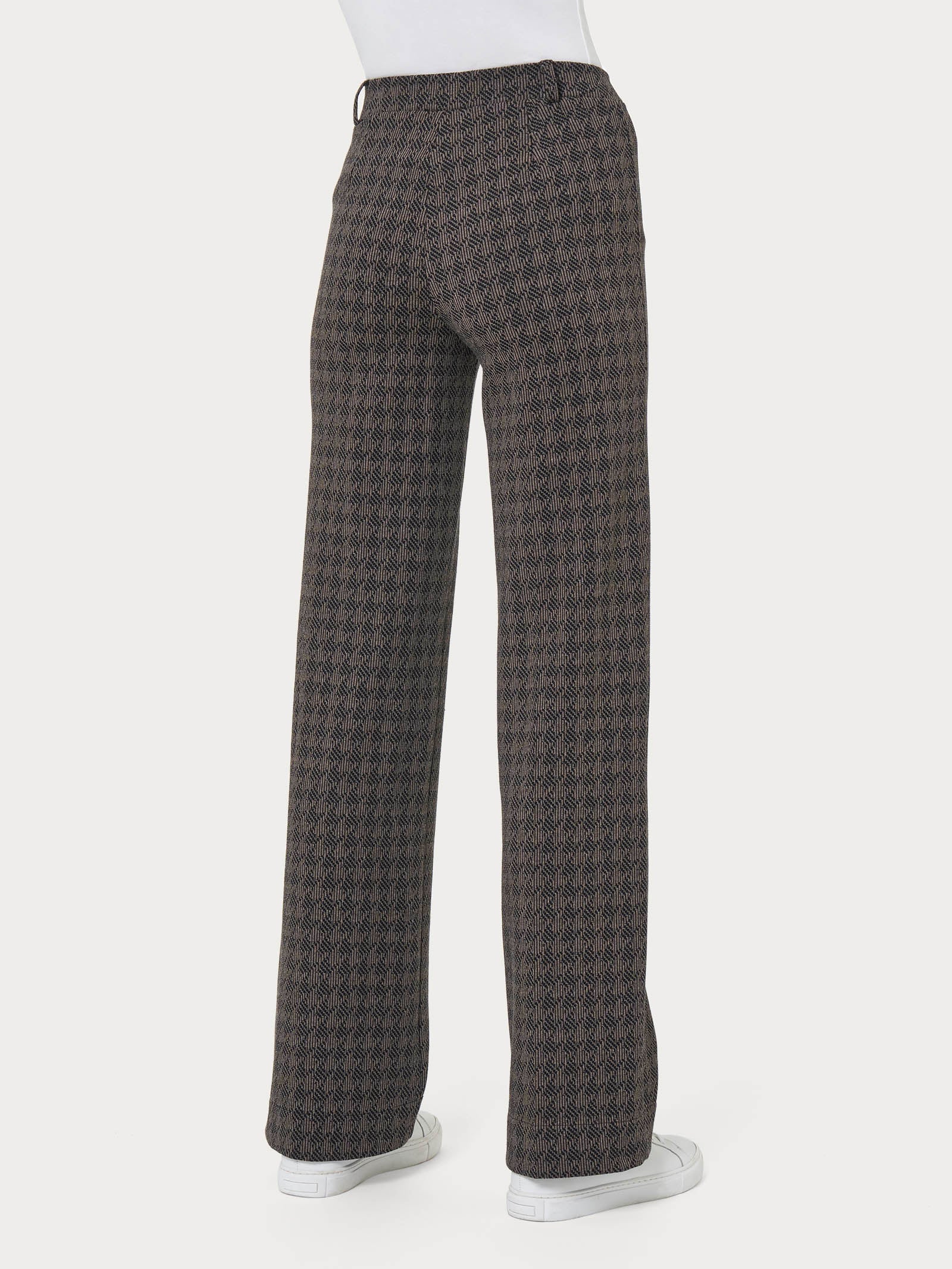 Pantalone ampio con pied de poule in Eco Jacquard - Fant. Pine Bark - Image 2