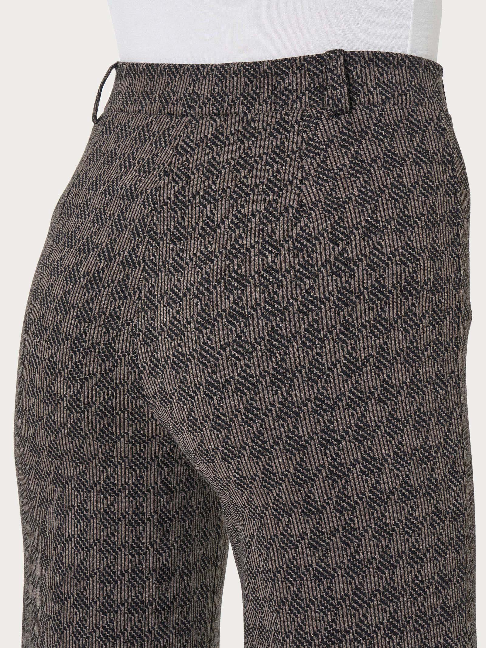 Pantalone ampio con pied de poule in Eco Jacquard - Fant. Pine Bark - Image 3