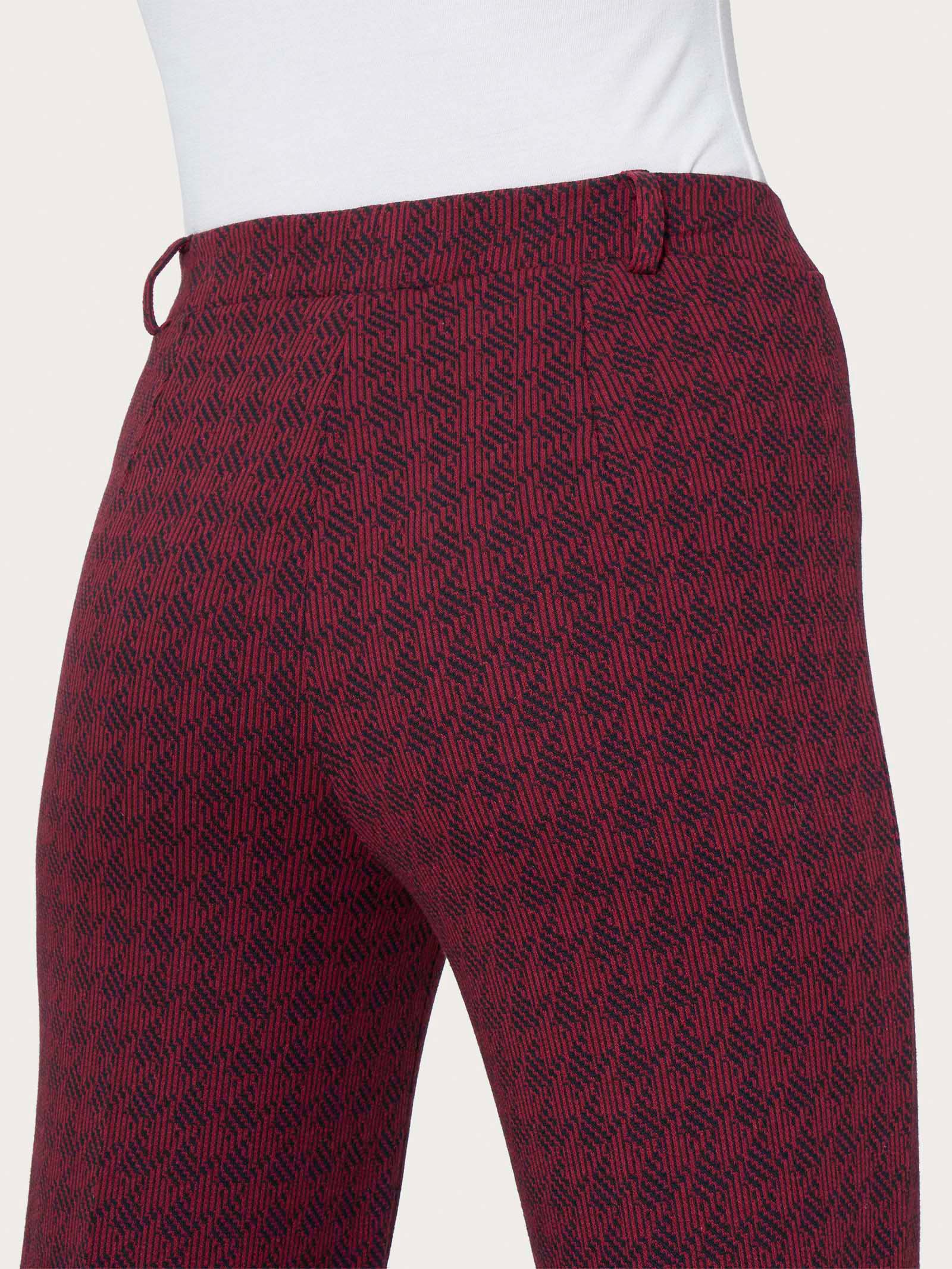 Pantalone ampio con pied de poule in Eco Jacquard - Fant. Tibetan Red - Image 3