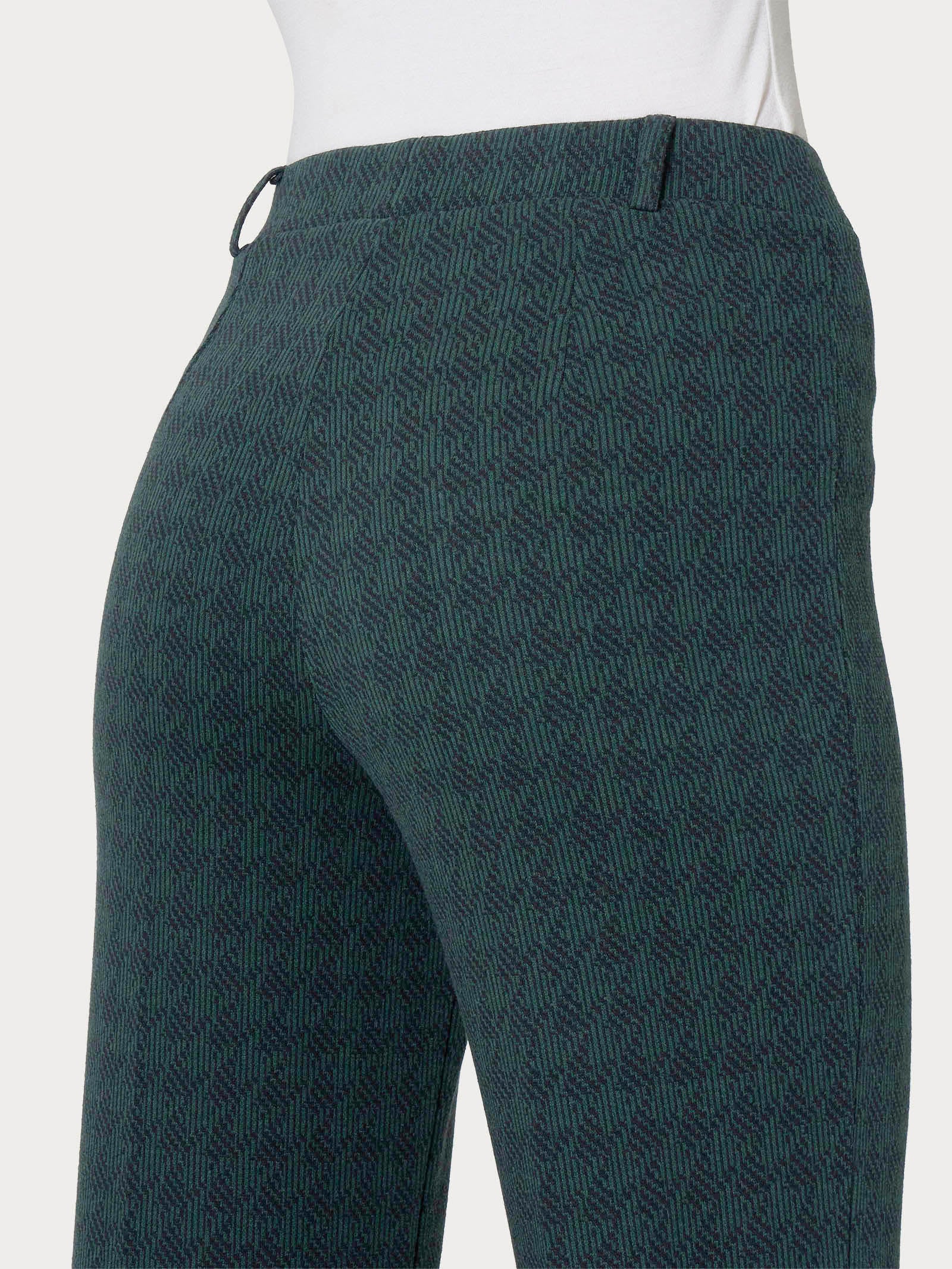 Pantalone ampio con pied de poule in Eco Jacquard - Fant. Rain Forest - Image 3