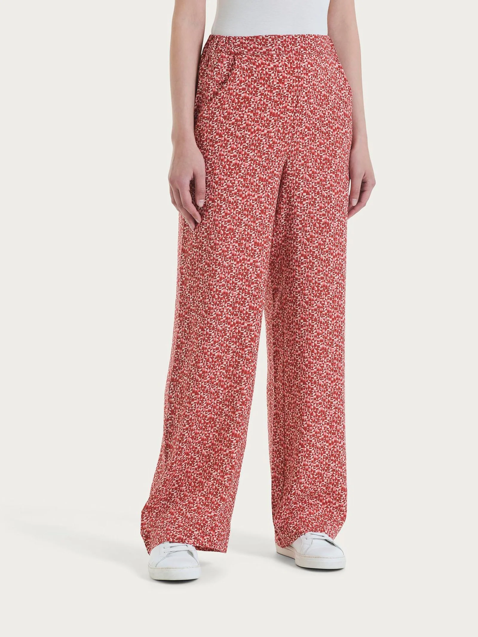 Pantalone ampio con tasche con geometric pattern in Ecoseta - Fant. Dubarry