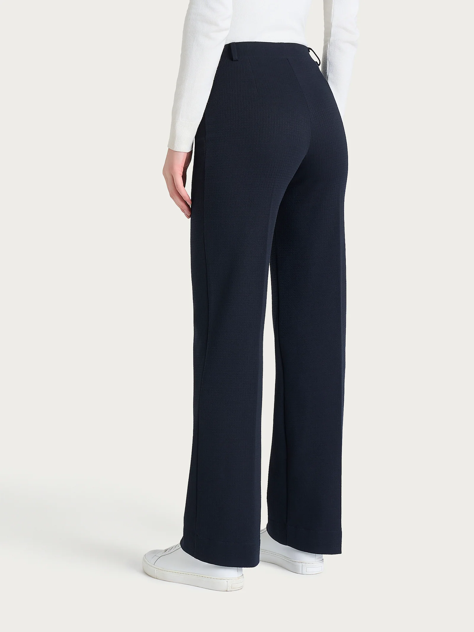 Pantalone ampio con tasche e micro check in Eco Jacquard - Fant.Bleu - Image 2