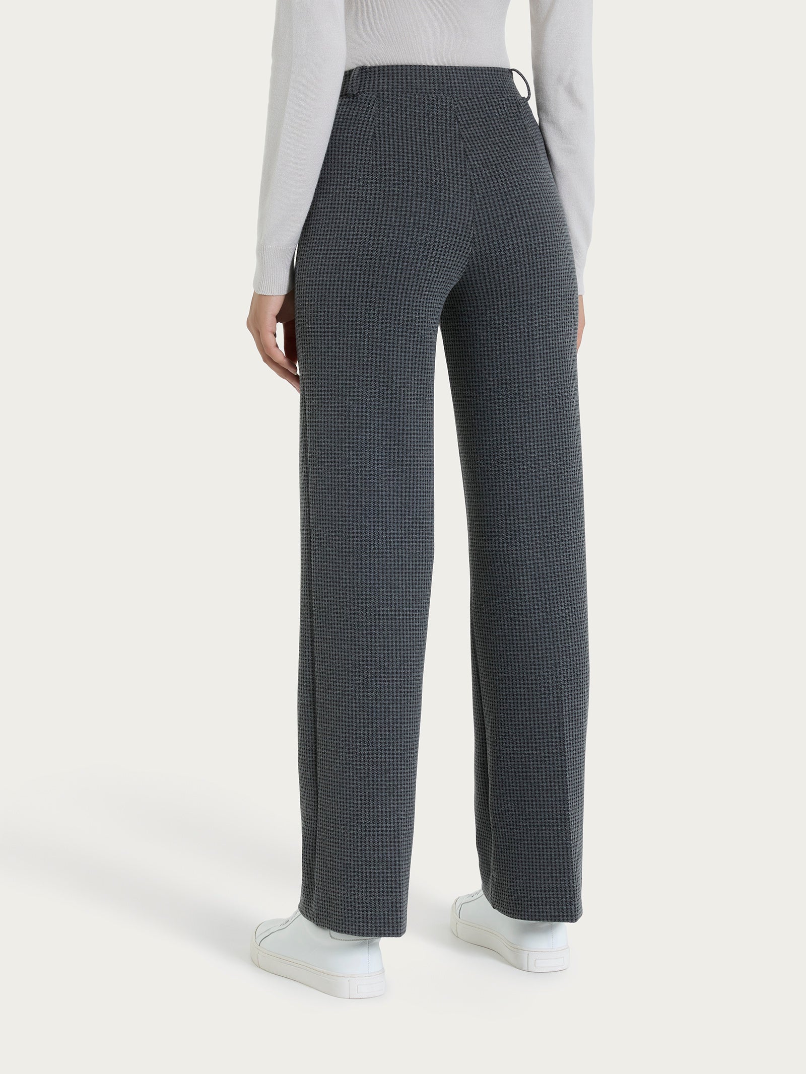 Pantalone ampio con tasche e micro check in Eco Jacquard - Fant.Ardesia Mel. - Image 2