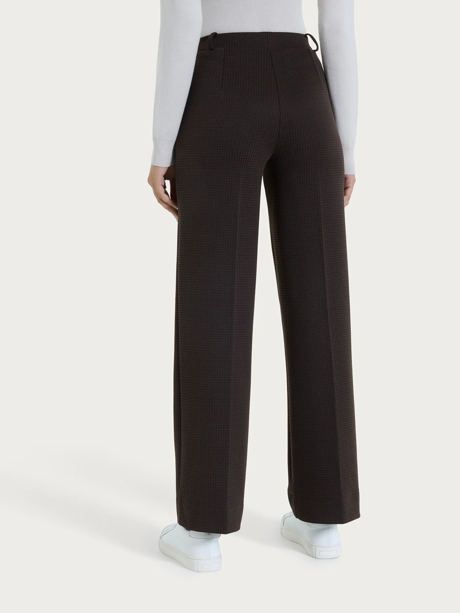 Pantalone ampio con tasche e micro check in Eco Jacquard - Fant. Chocolate Torte - Image 2