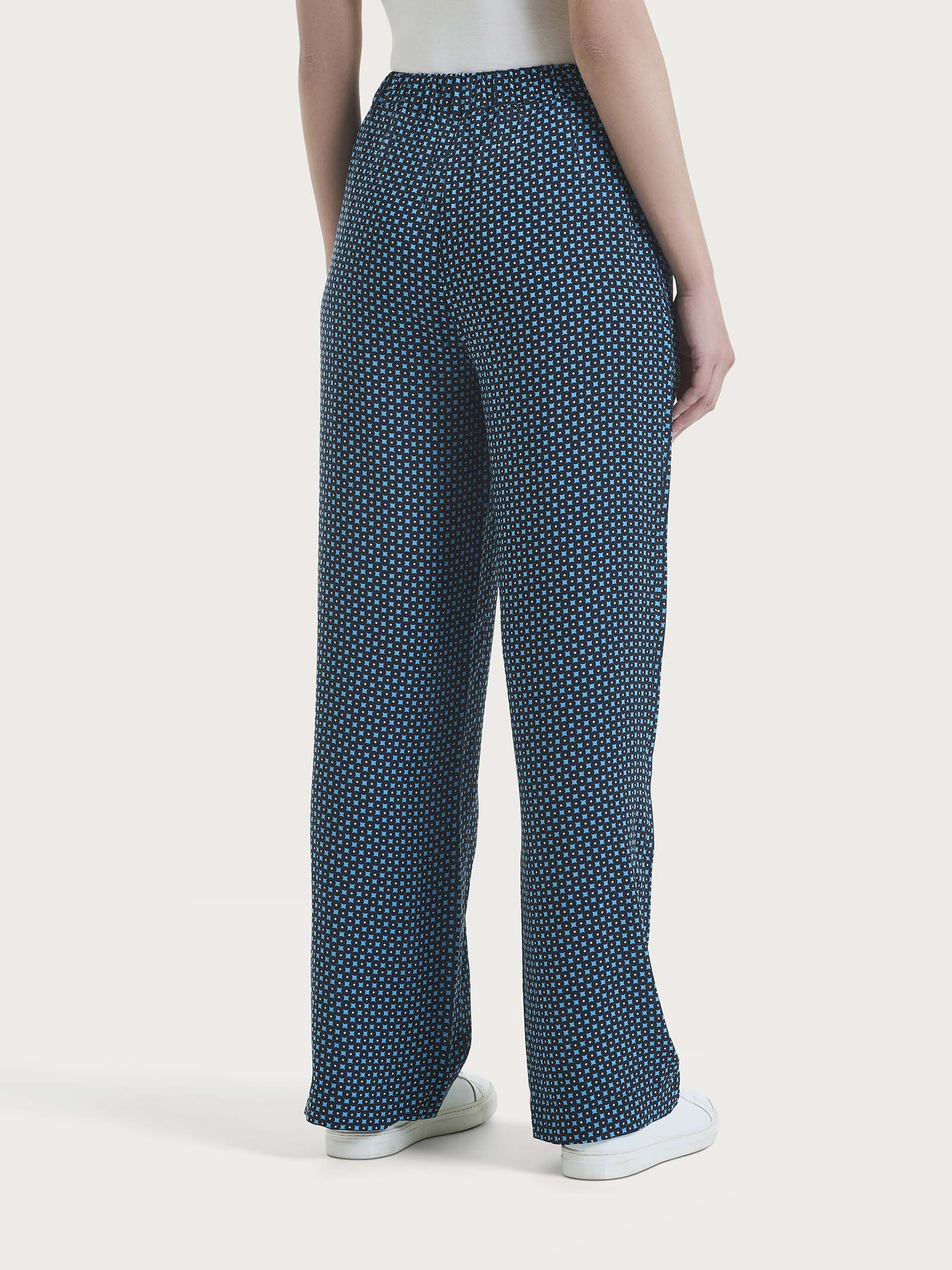 Pantalone ampio con tasche e micro pattern in Ecoseta - Fant. Aquarius - Image 2