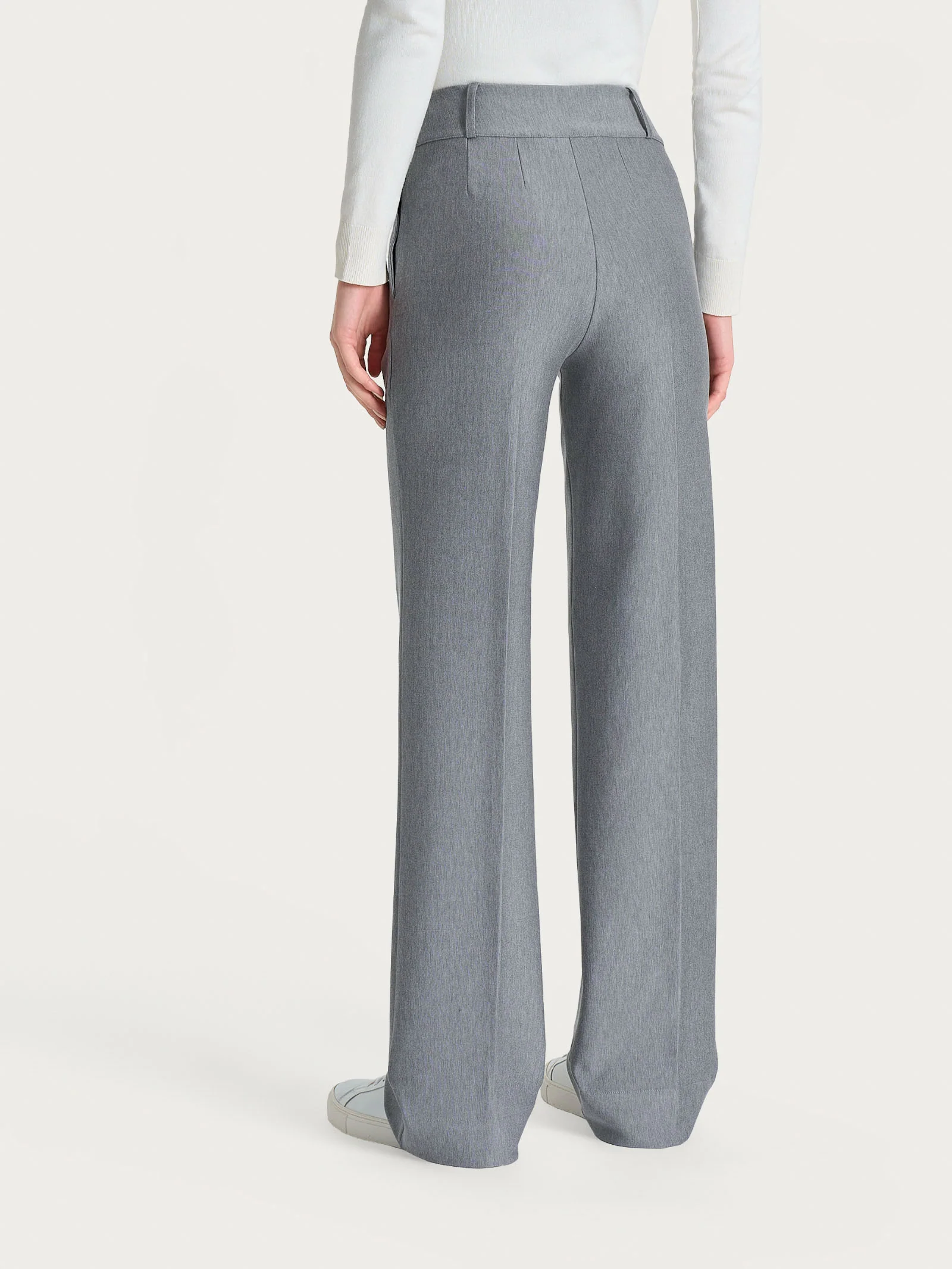 Pantalone ampio con tasche e pinces in Compact  - Grigio Mel. - Image 3
