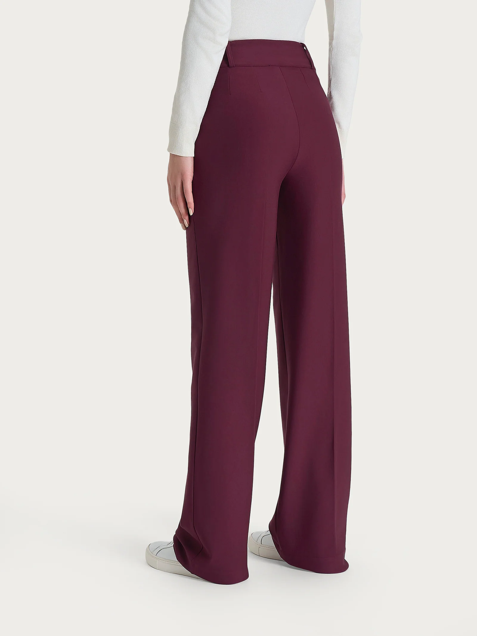 Pantalone ampio con tasche e pinces in Compact  - Fig - Image 3