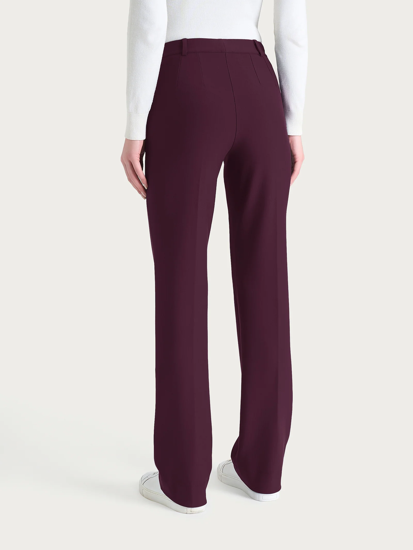 Pantalone ampio con tasche e risvolto in Compact - Fig - Image 3