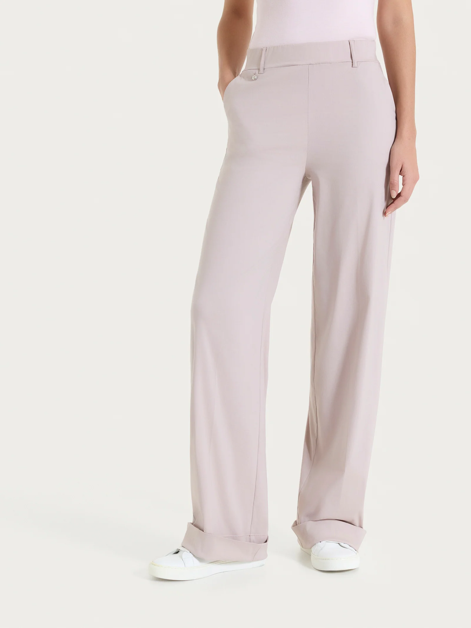 Pantalone ampio con tasche e risvolto in Super Fresh - Sphinx - Image 2