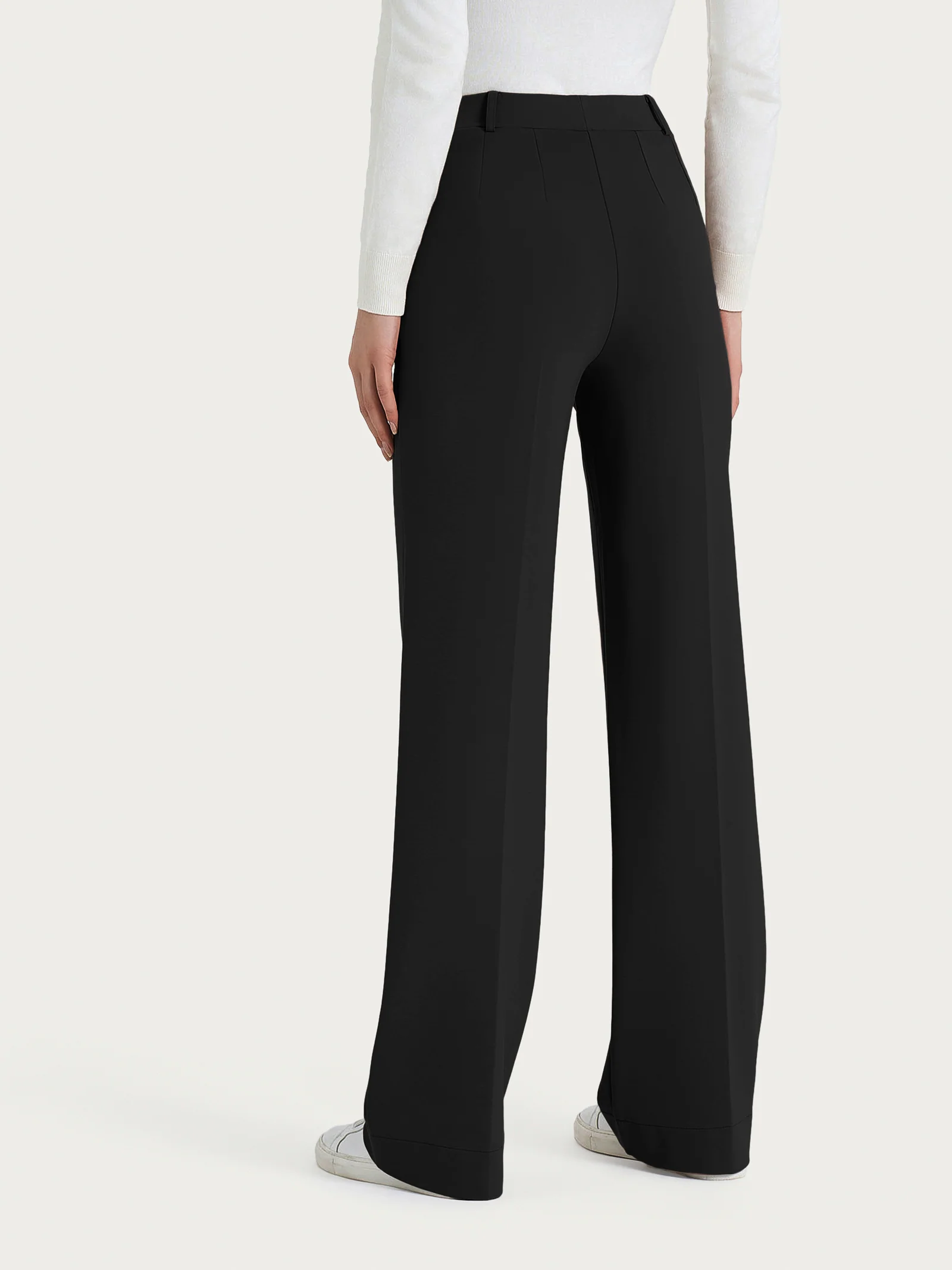 Pantalone ampio con tasche in Cashmere Compact - Nero - Image 2