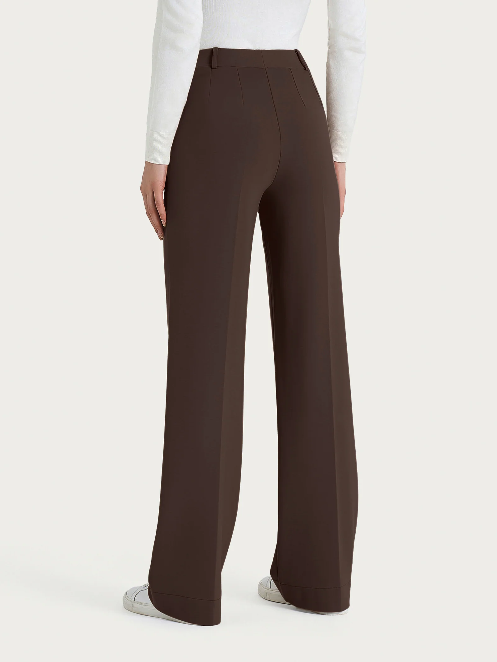 Pantalone ampio con tasche in Cashmere Compact - Chocolate Torte - Image 2