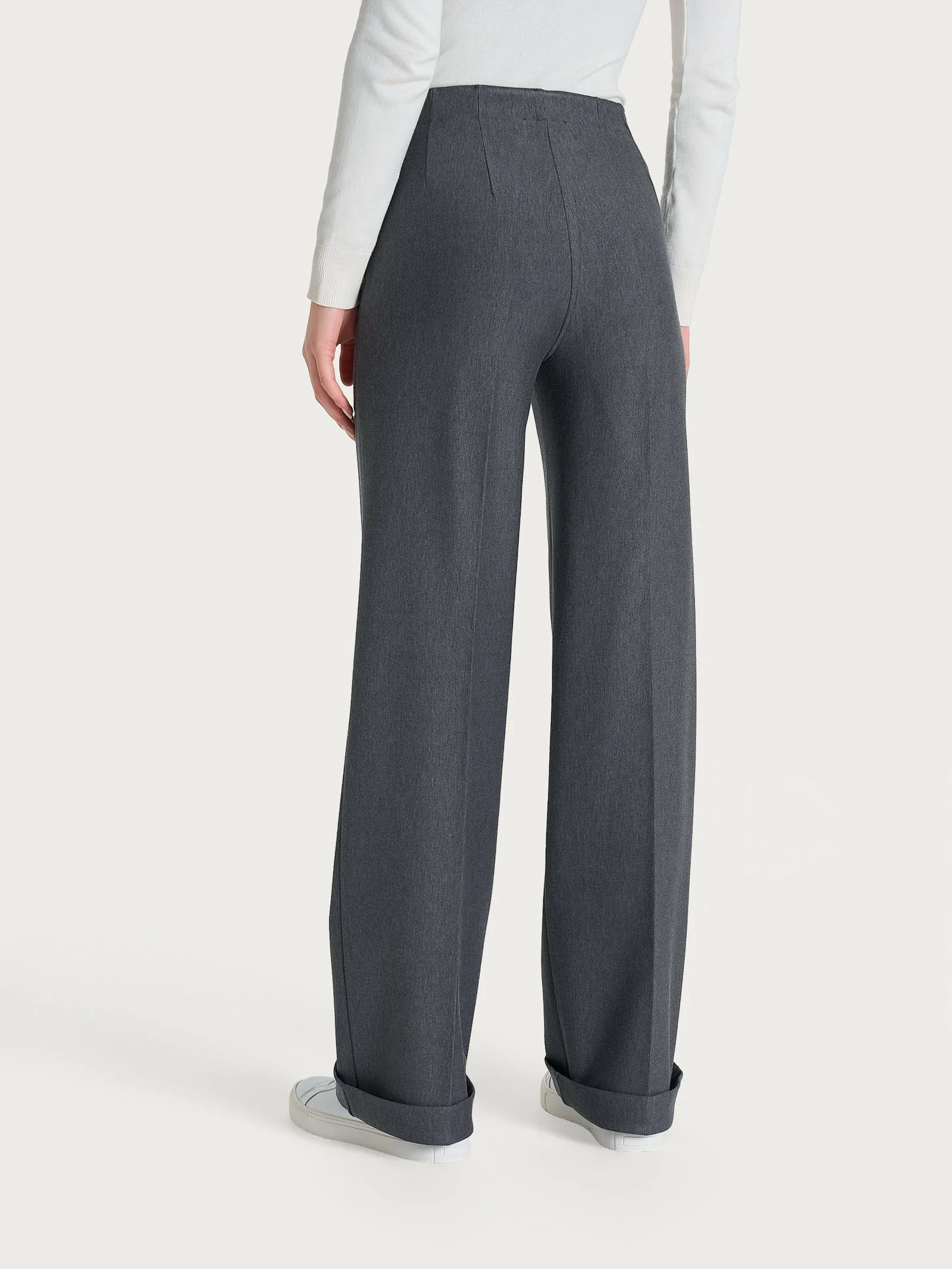 Pantalone ampio con tasche in Compact - Ardesia Mel. - Image 4