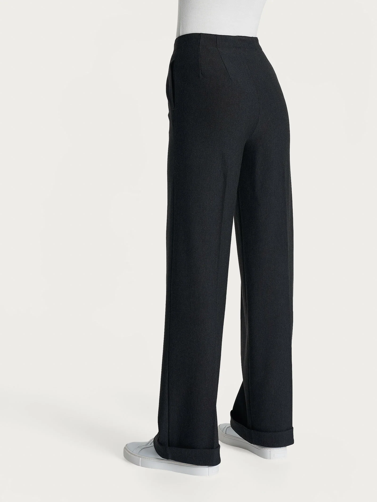 Pantalone ampio con tasche in Compact - Oscuro Mel. - Image 4
