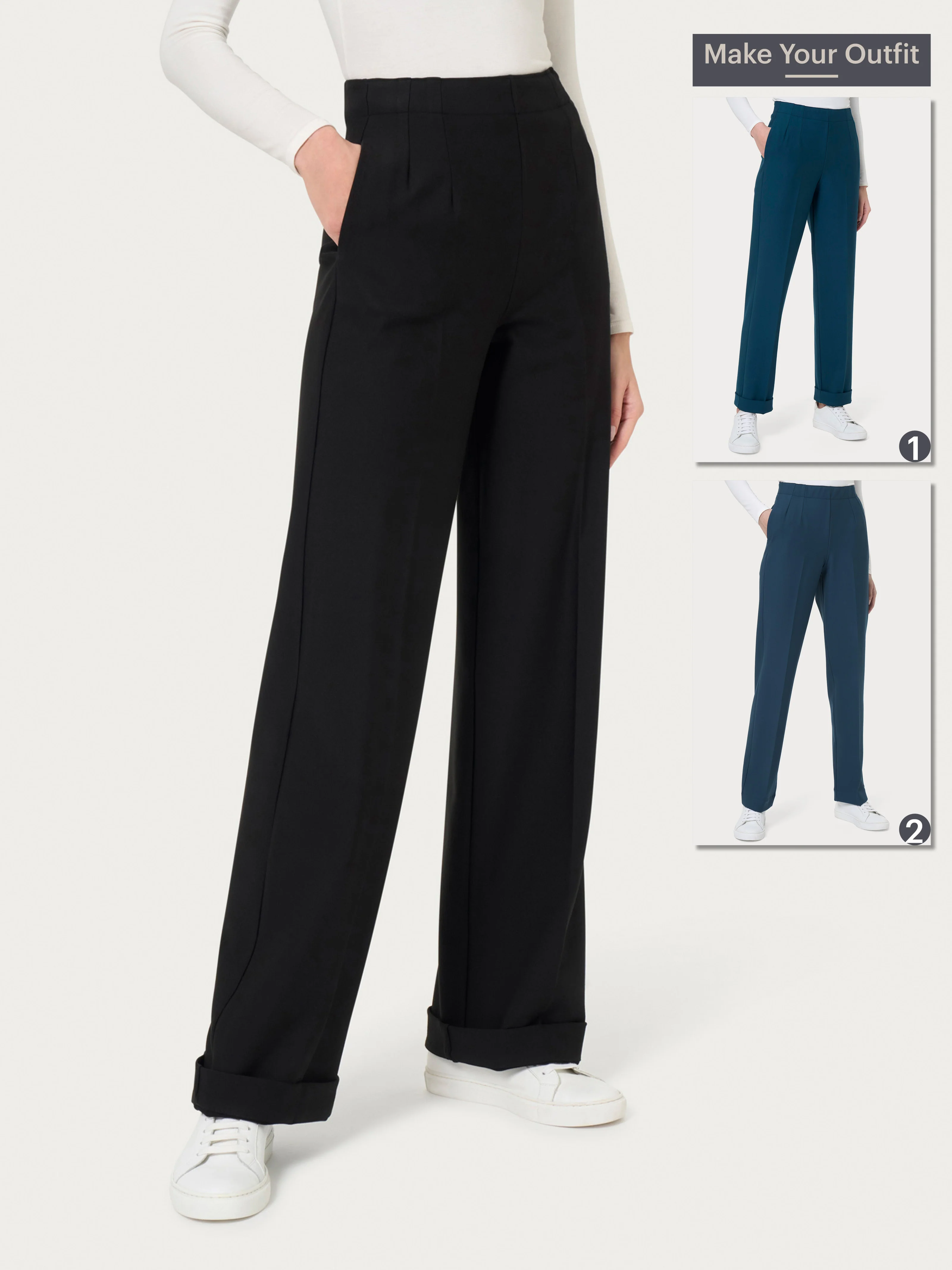 Pantalone ampio con tasche in Compact - Champignon - Image 6