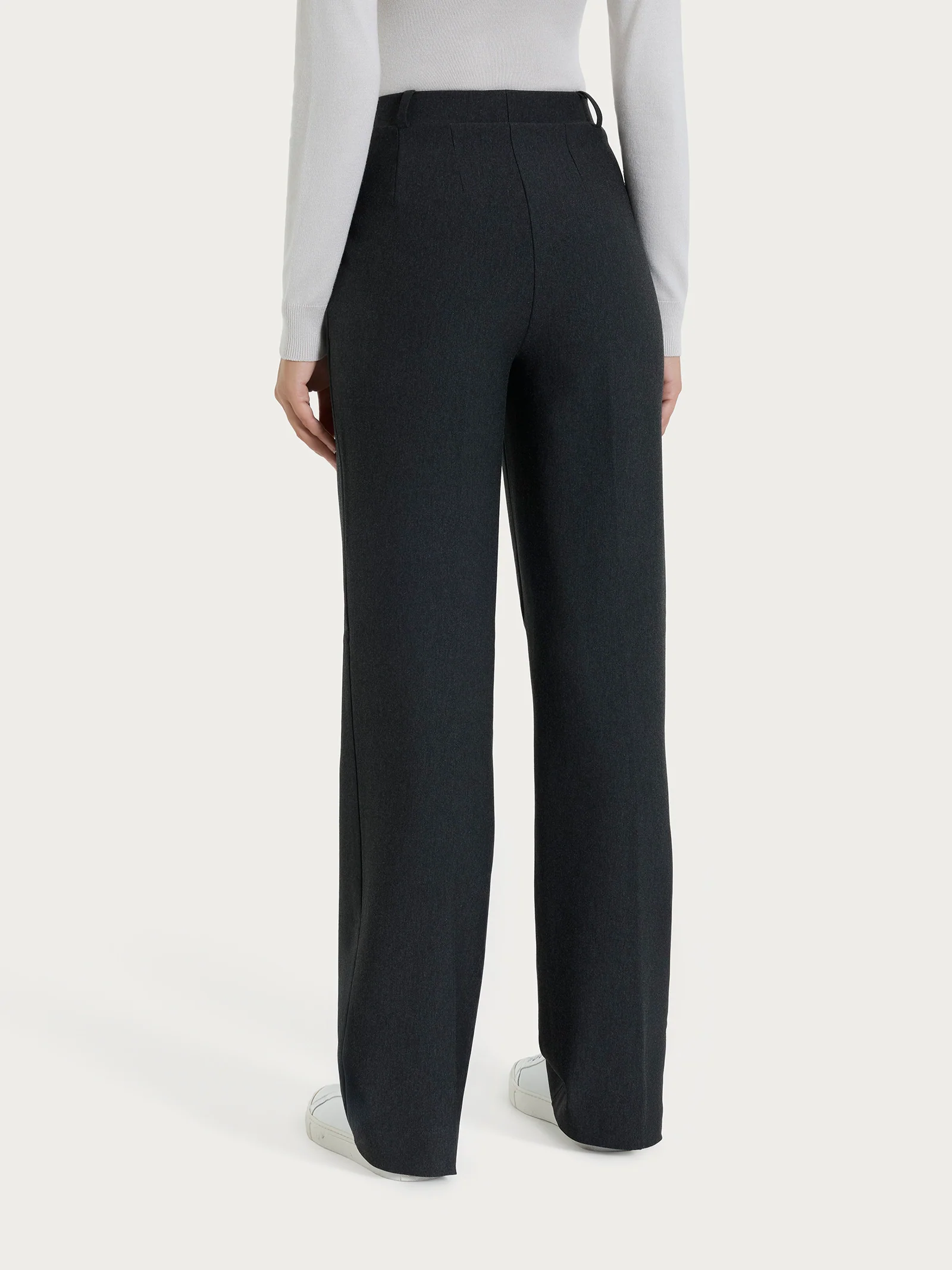 Pantalone ampio con tasche in Compact - Oscuro Mel. - Image 2
