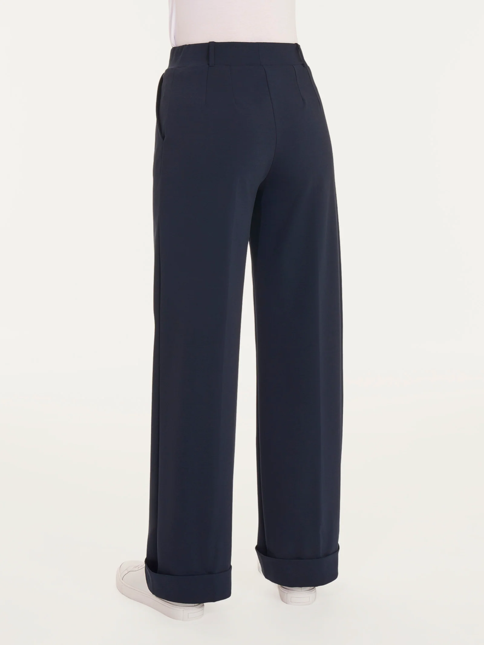 Pantalone ampio con tasche in Compact Light - Bleu - Image 3