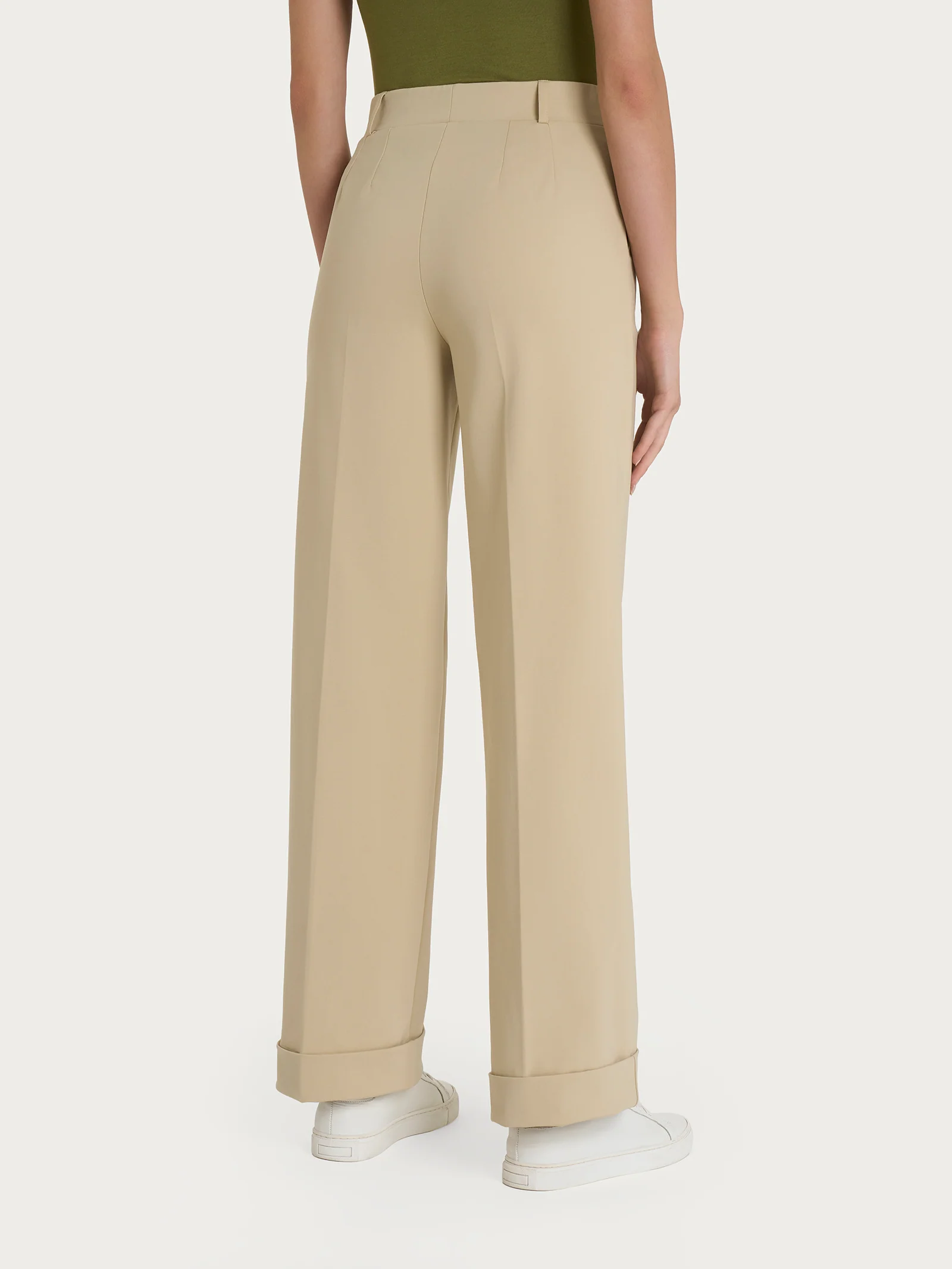 Pantalone ampio con tasche in Compact Light - Irish Cream - Image 2