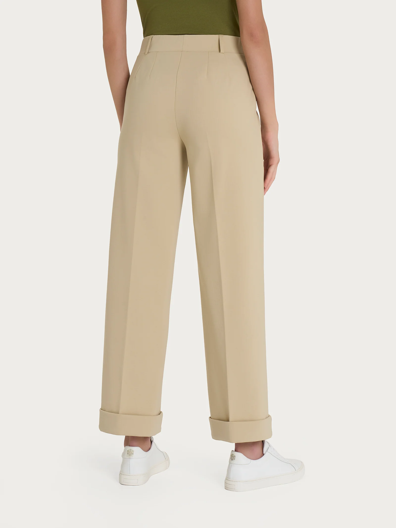 Pantalone ampio con tasche in Compact Light - Irish Cream - Image 4