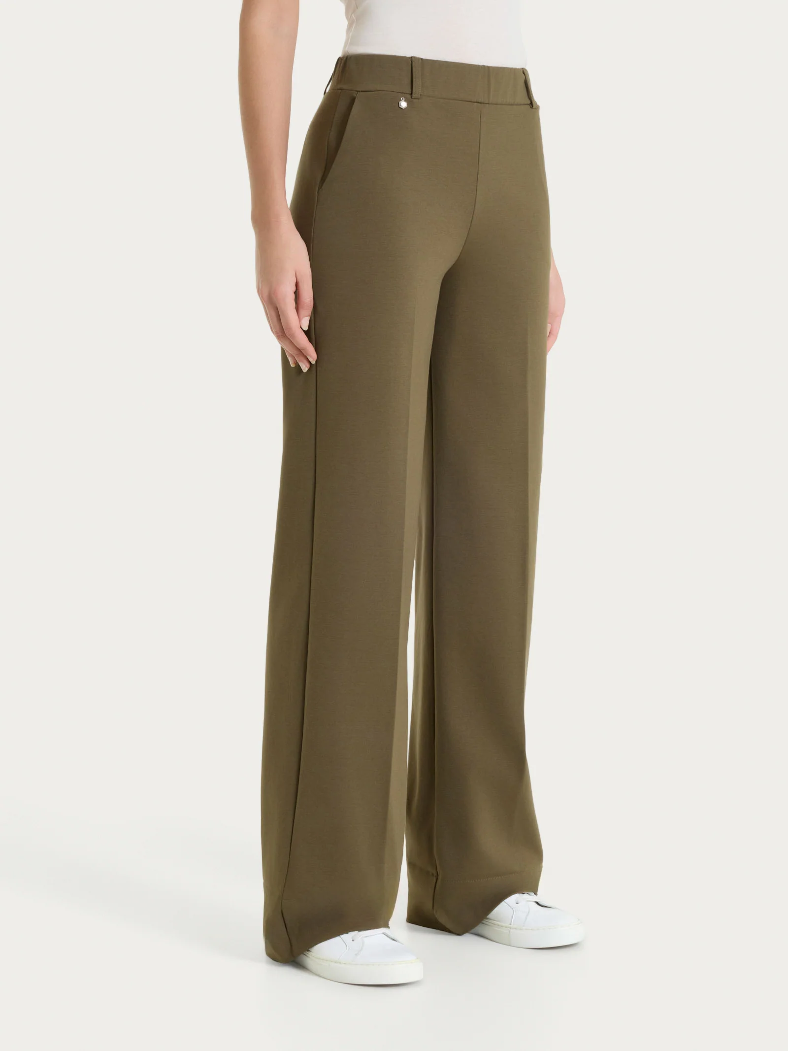 Pantalone ampio con tasche in Compact Light - Dark Olive - Image 3
