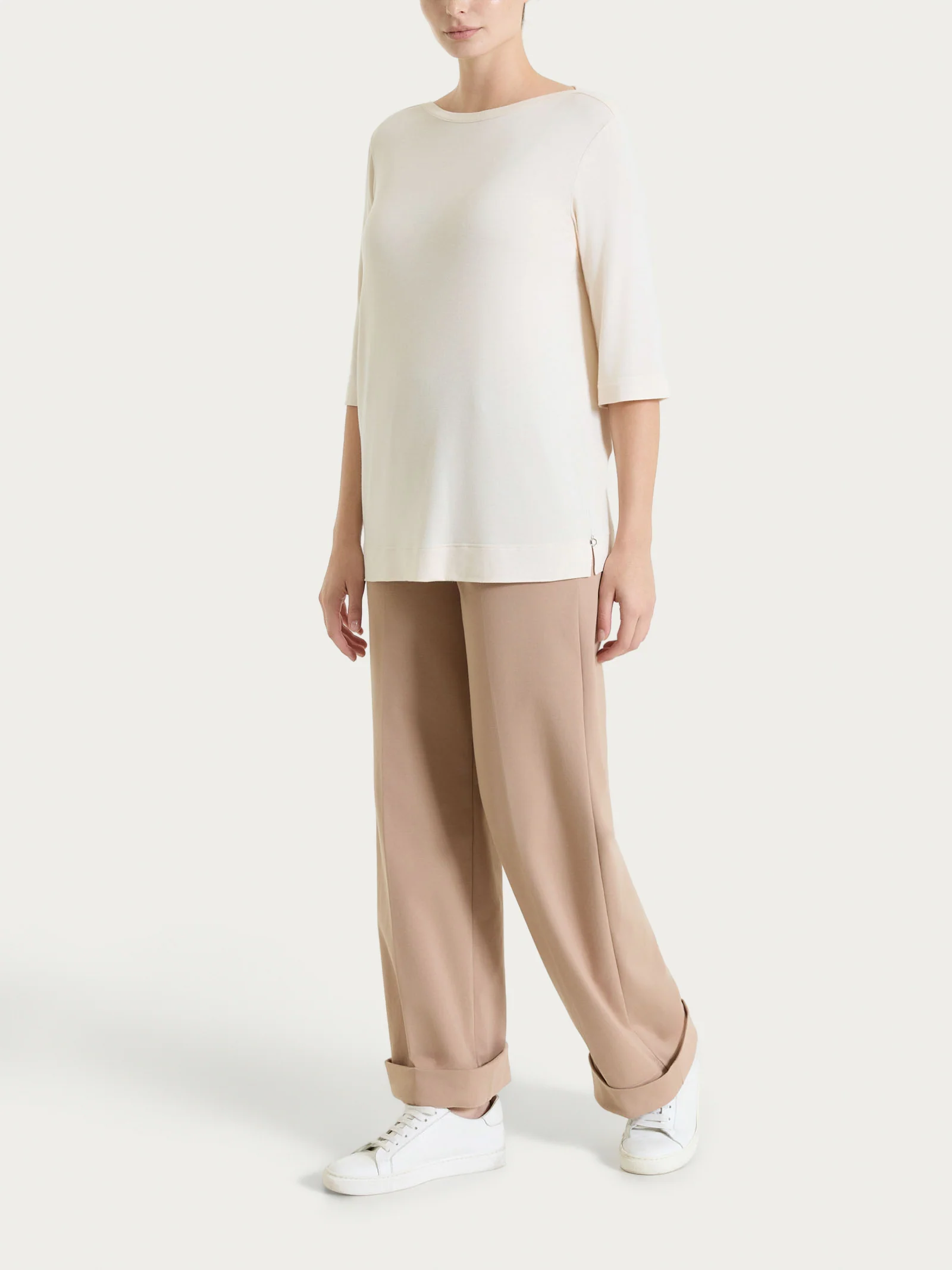 Pantalone ampio con tasche in Compact Light - Warm Taupe - Image 9