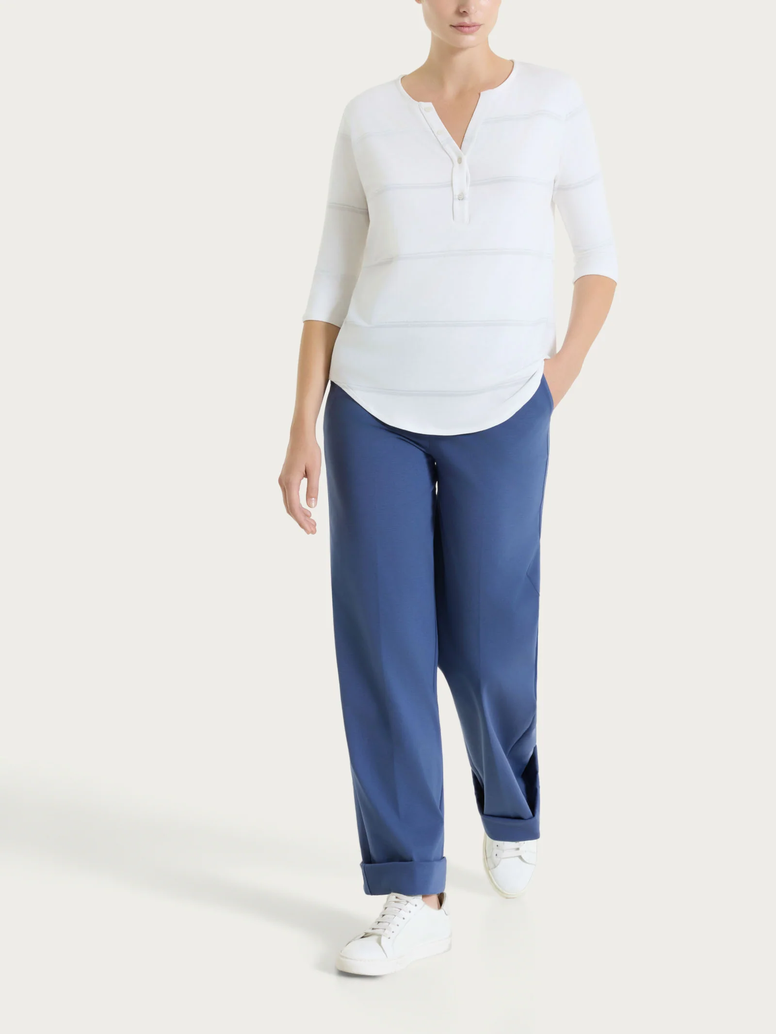 Pantalone ampio con tasche in Compact Light - Oceana - Image 11