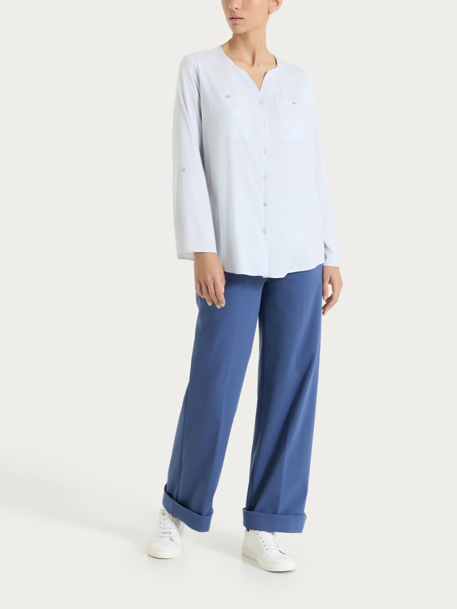 Pantalone ampio con tasche in Compact Light - Oceana - Image 6