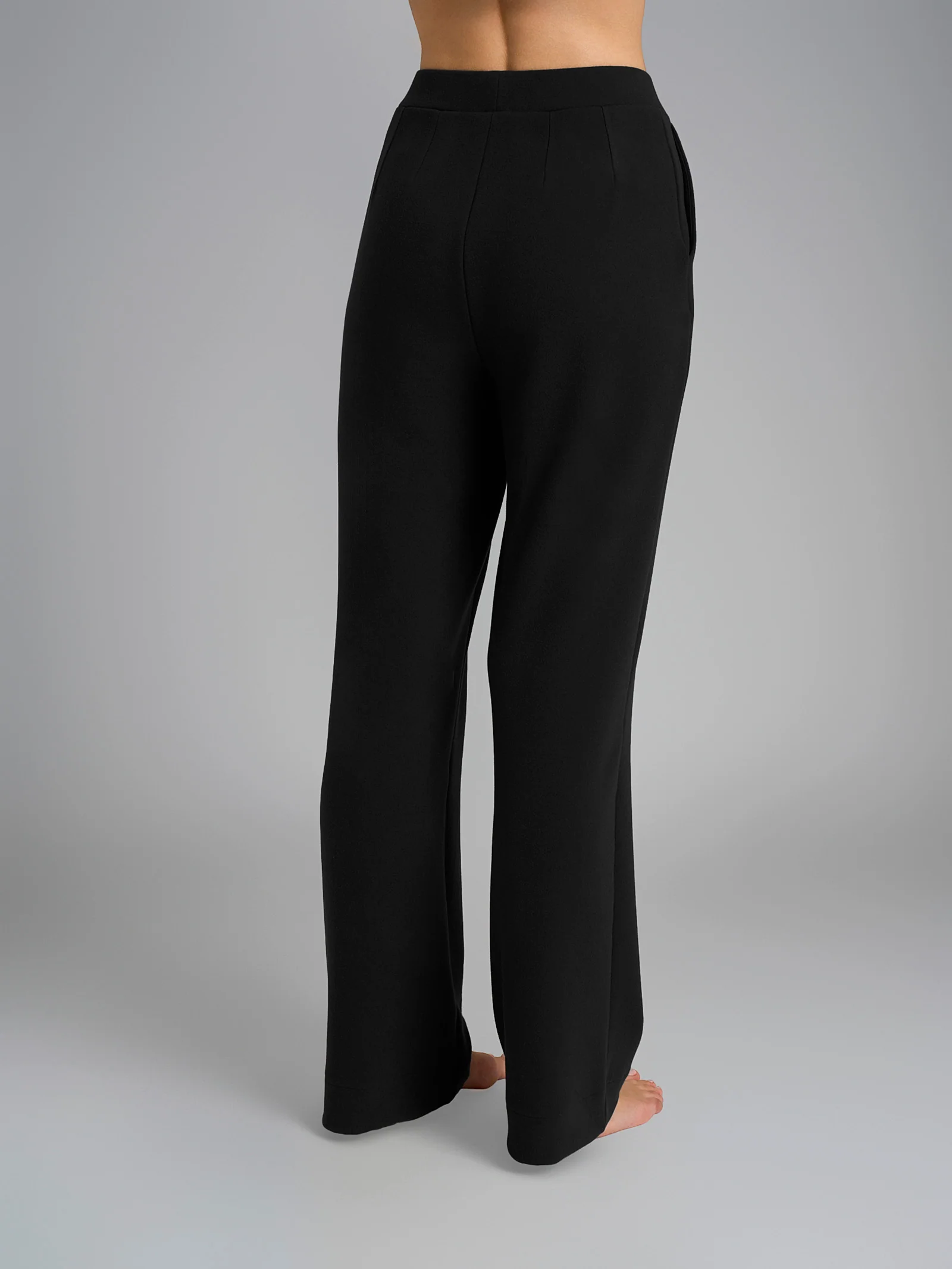 Pantalone ampio con tasche in Flannel Compact - Nero - Image 2