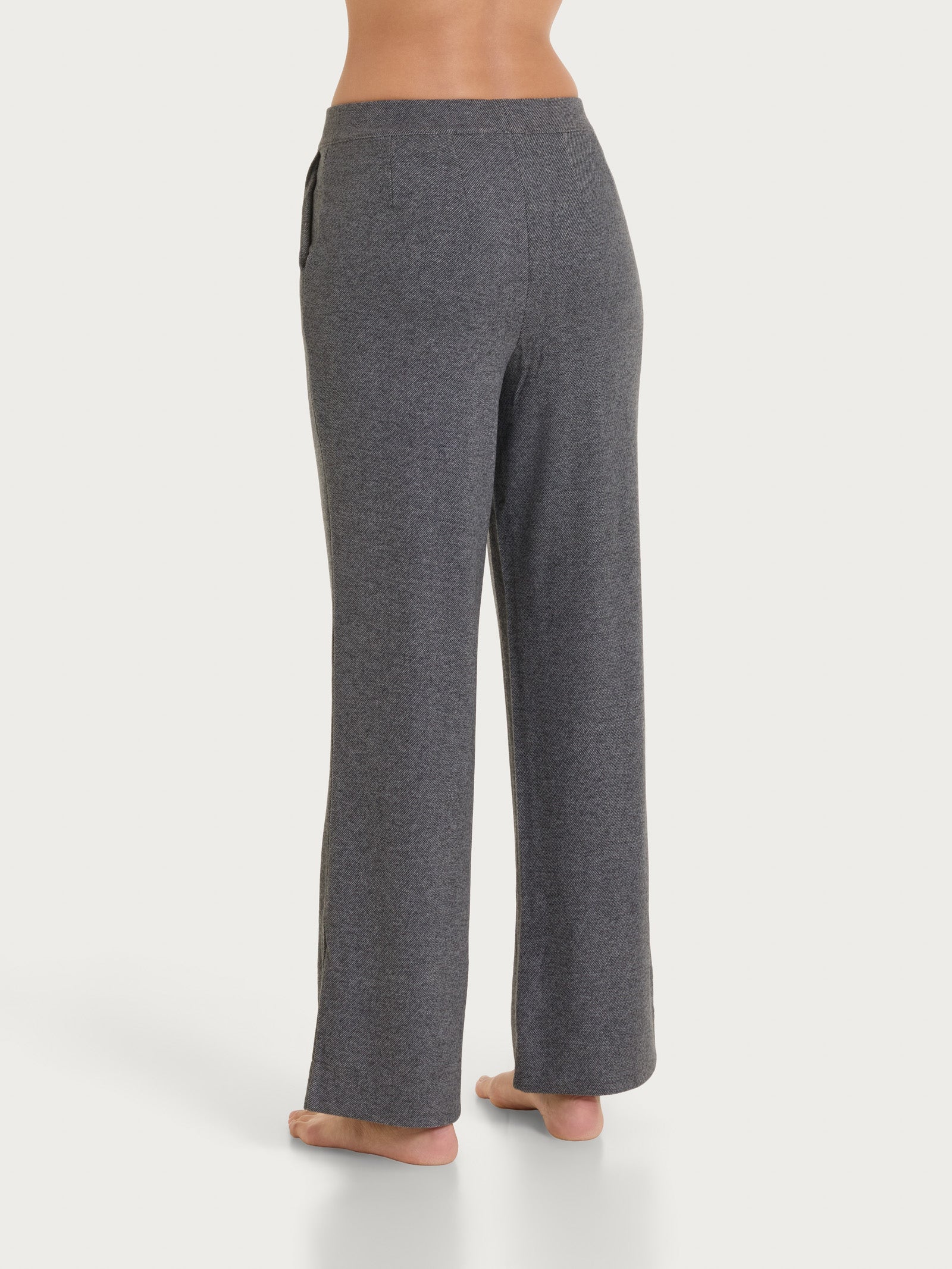 Pantalone ampio con tasche in Flannel Compact - Ardesia Mel. - Image 2