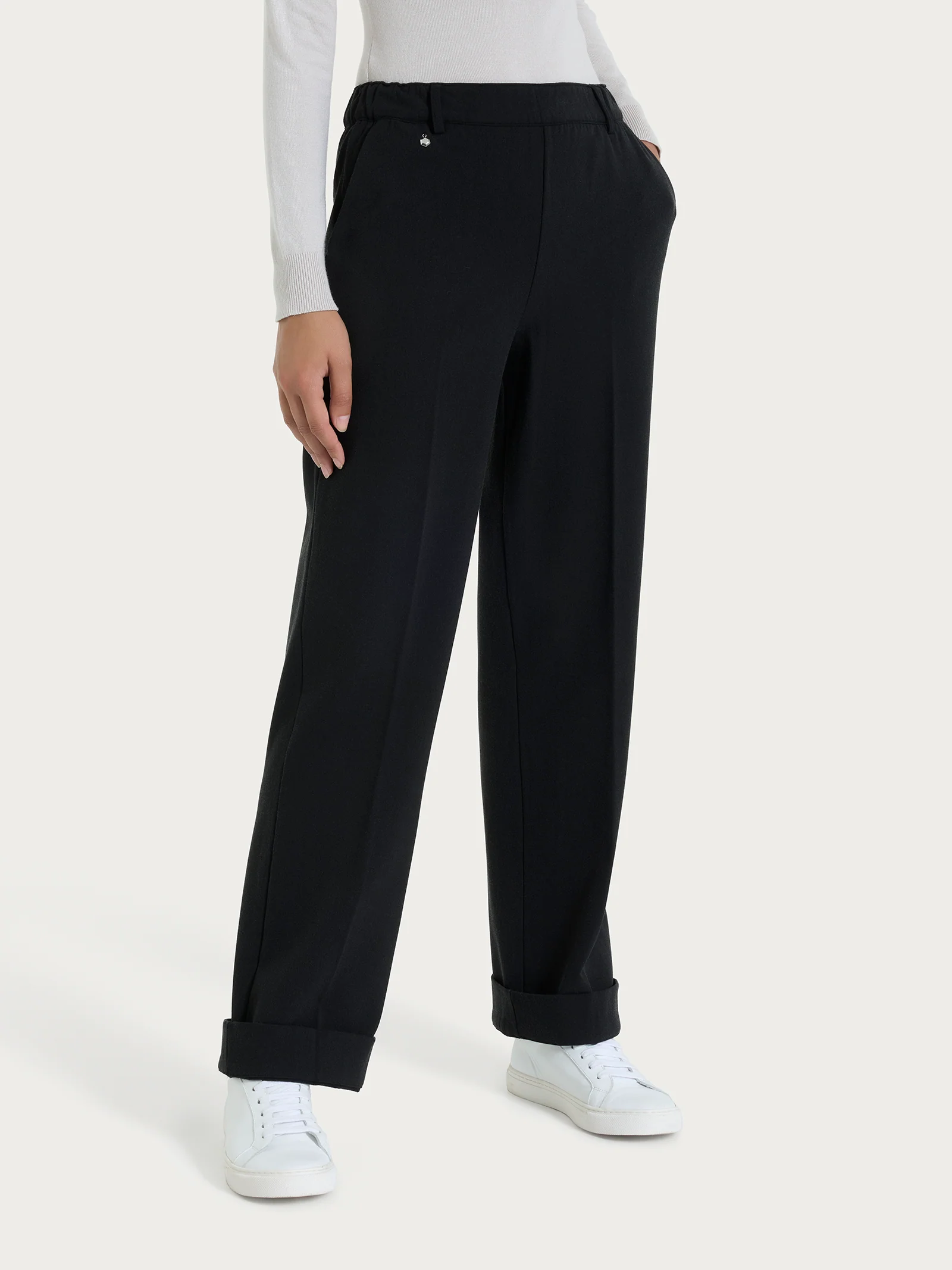 Pantalone ampio con tasche in Flannel Twill - Nero - Image 2