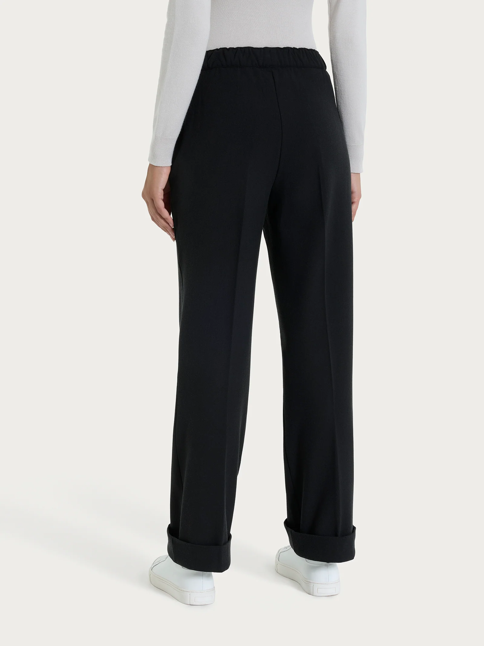 Pantalone ampio con tasche in Flannel Twill - Nero - Image 4