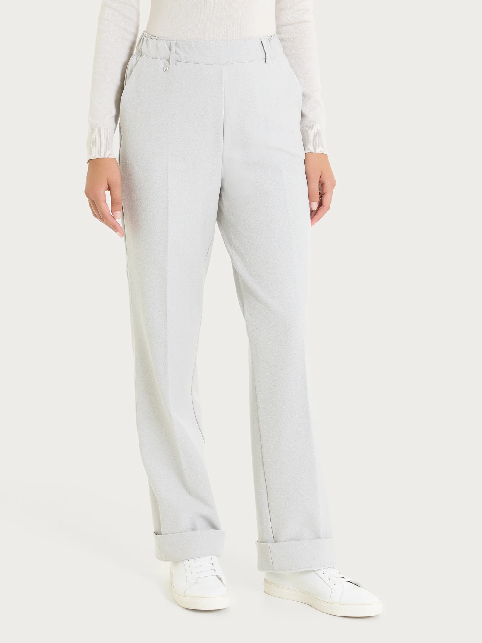 Pantalone ampio con tasche in Flannel Twill - Ghiaia Mel. - Image 2