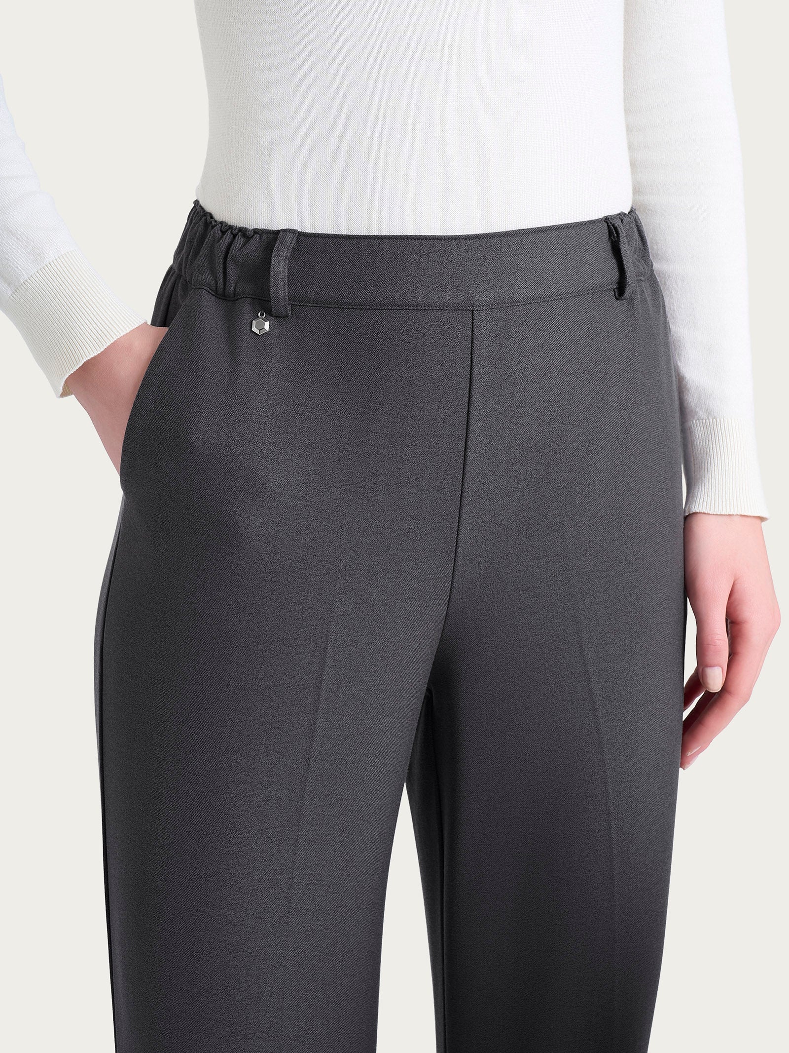 Pantalone ampio con tasche in Flannel Twill - Ardesia Mel. - Image 5