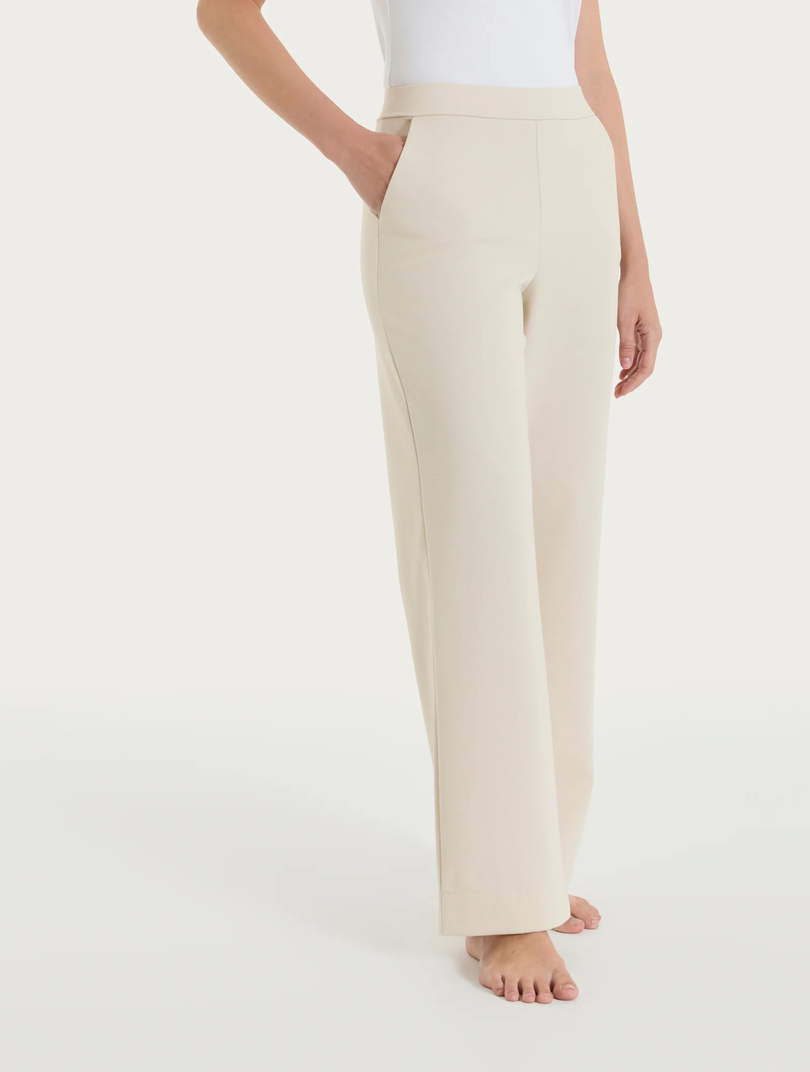Pantalone ampio con tasche in  Jersey di Cotone - Champignon - Image 2