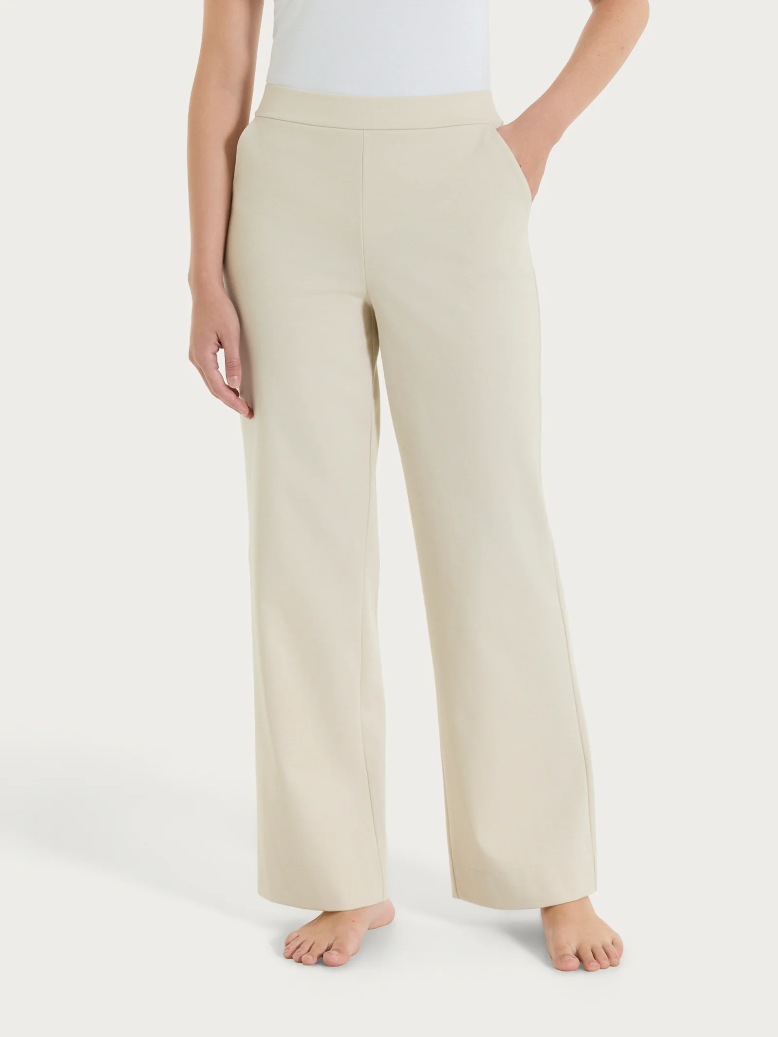 Pantalone ampio con tasche in  Jersey di Cotone - Champignon - Image 3